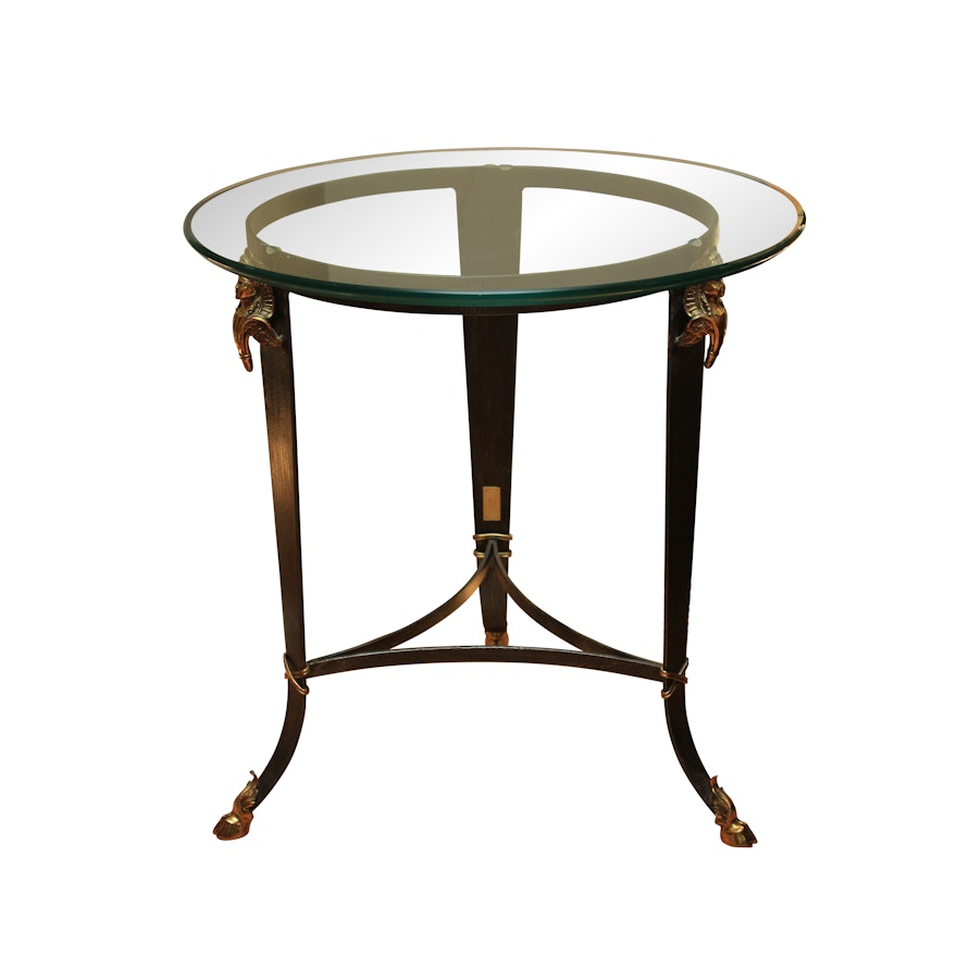 Maitland Smith Neoclassical Style Glass Top Accent Table