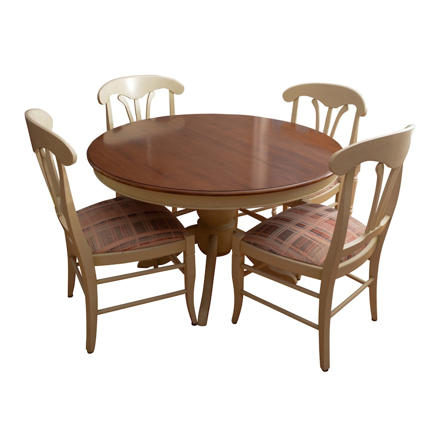 Farmhouse Style Pedestal Dining Table with Chairs by Buying & Design