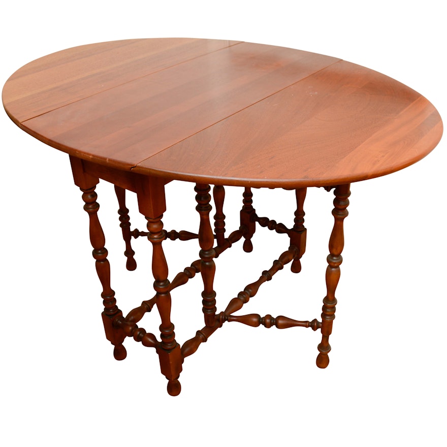 Contemporary William and Mary Style Walnut Drop-Leaf Table