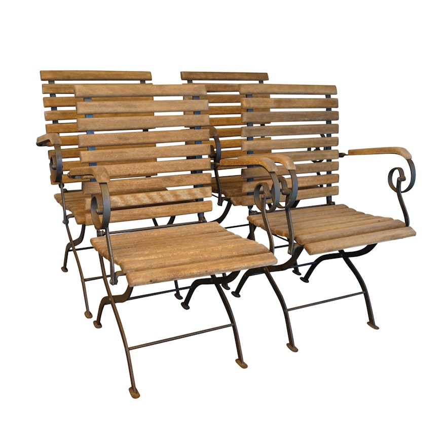 Set of Four Slat Back Patio Chairs