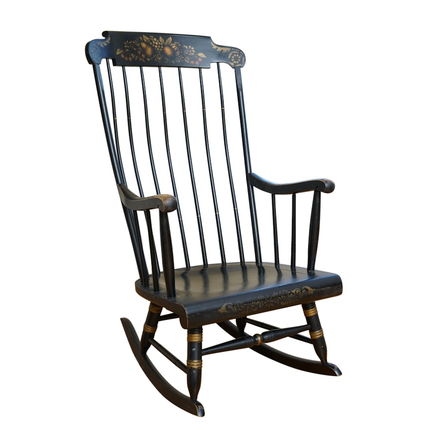 Vintage Hitchcock Style Painted and Stenciled Rocking Chair