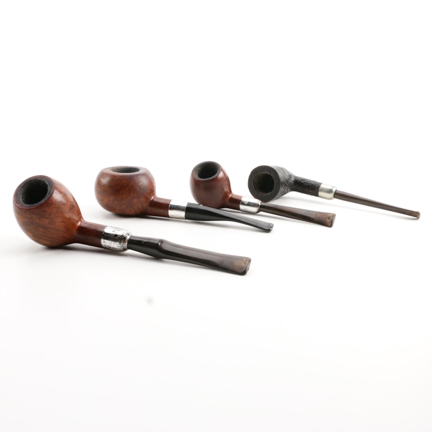 Comoy's De Luxe Pipe with Other Briar Wood and Silver Pipes