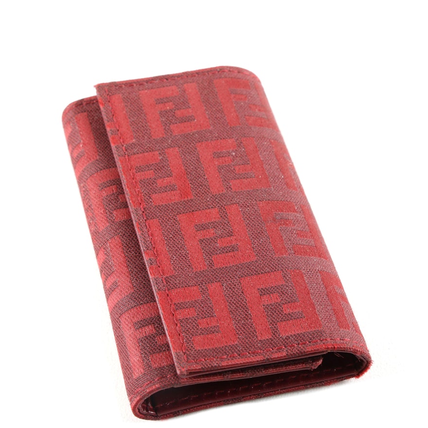 Fendi Red Zucca Canvas Key Case