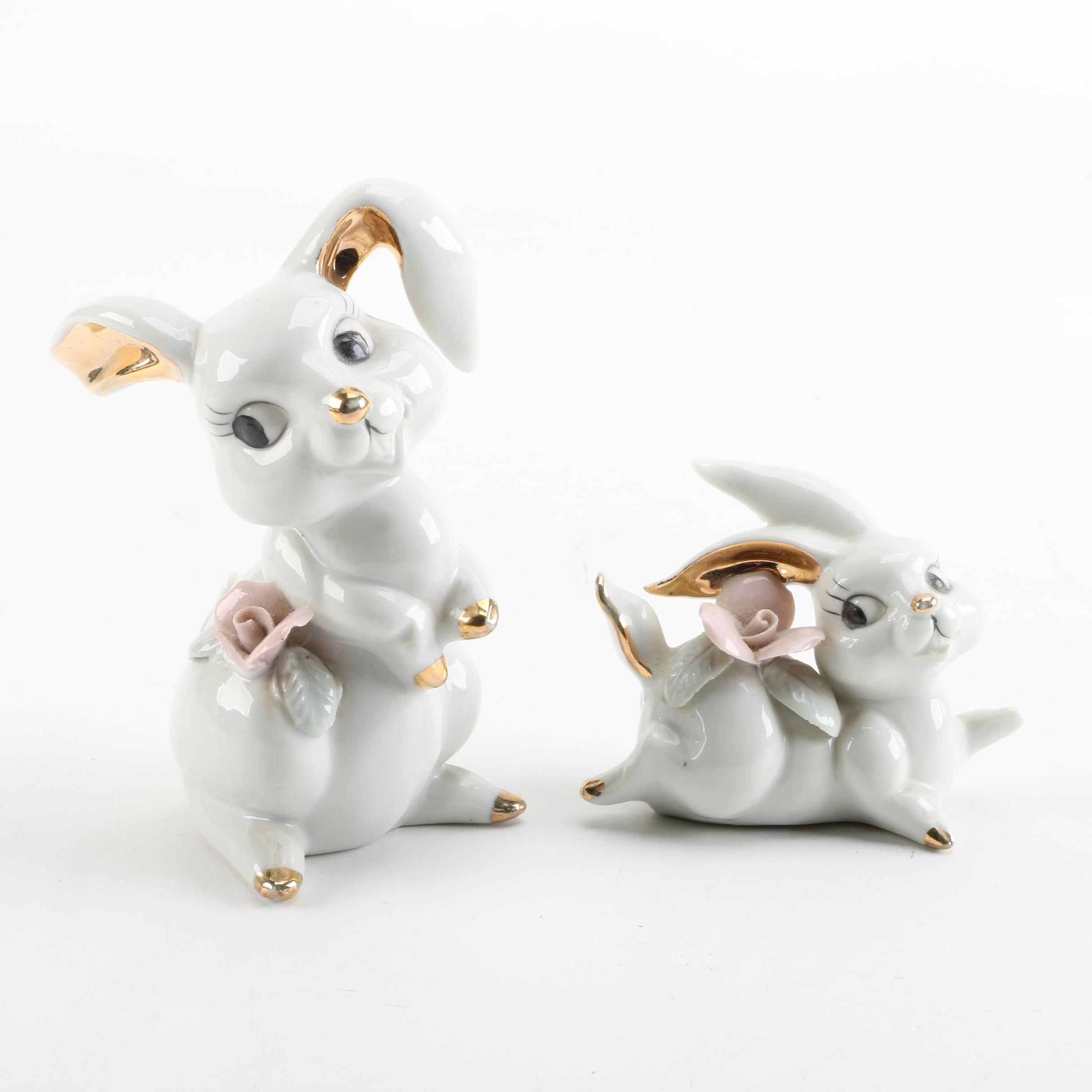 Vintage Porcelain Rabbit Figurines