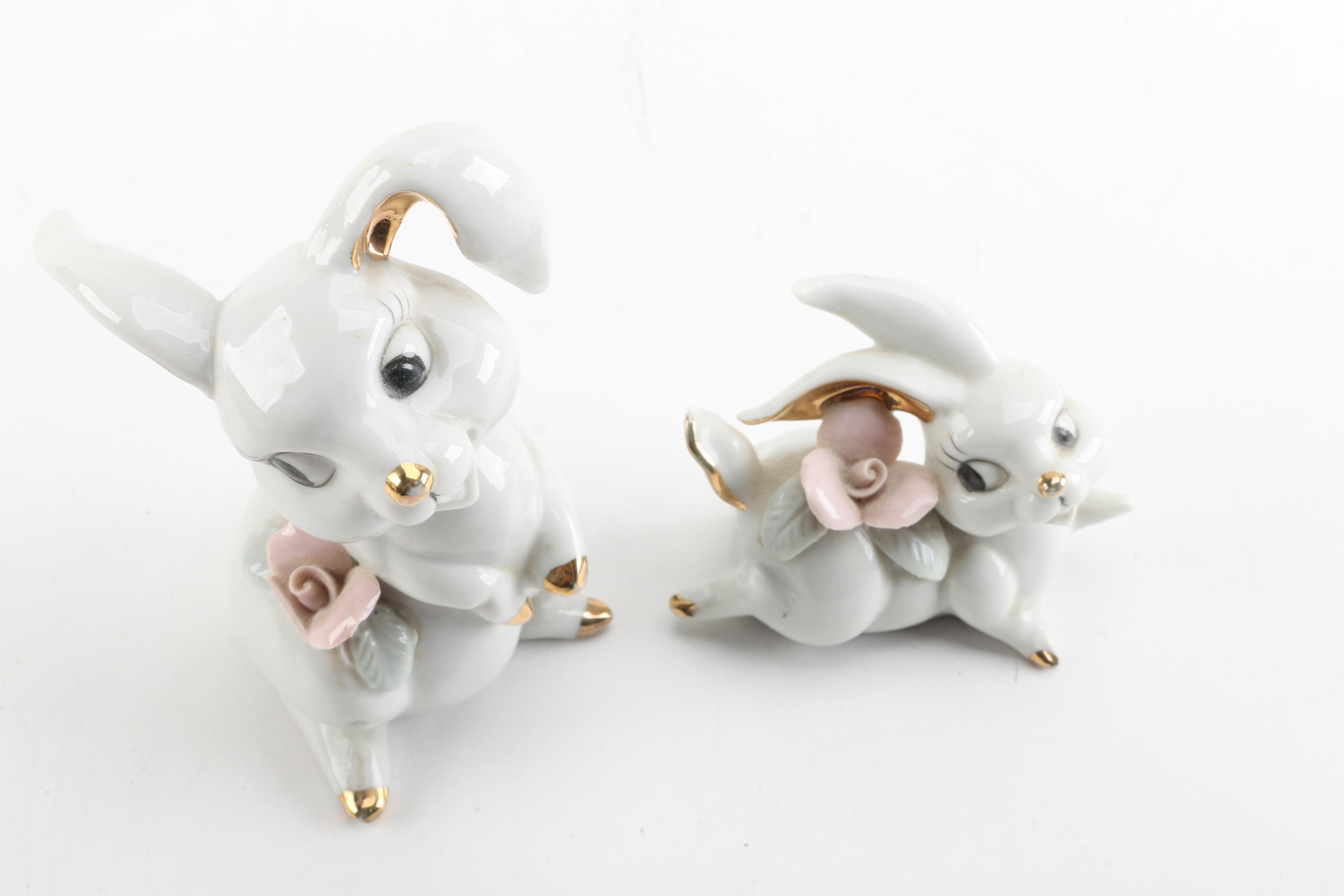 Vintage Porcelain Rabbit Figurines