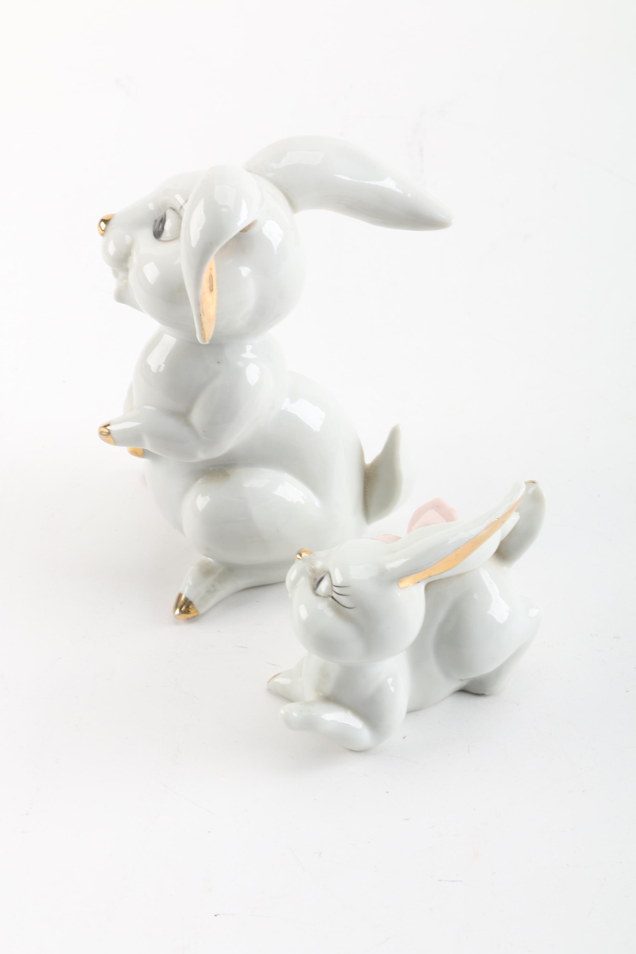 Vintage Porcelain Rabbit Figurines