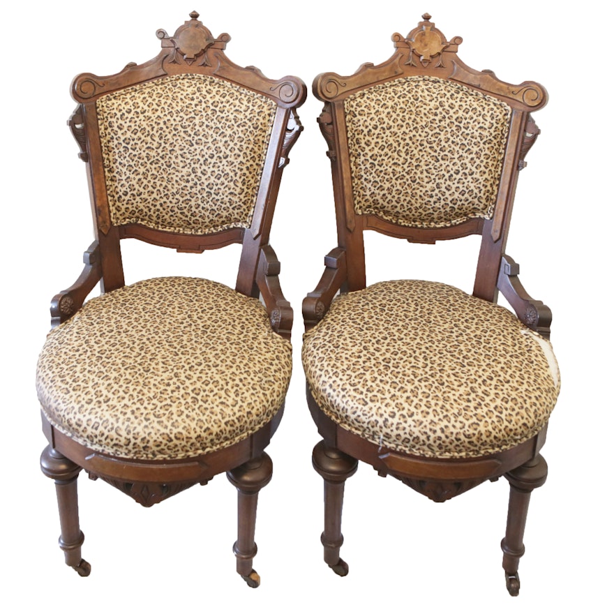 Vintage Eastlake Style Walnut Side Chairs