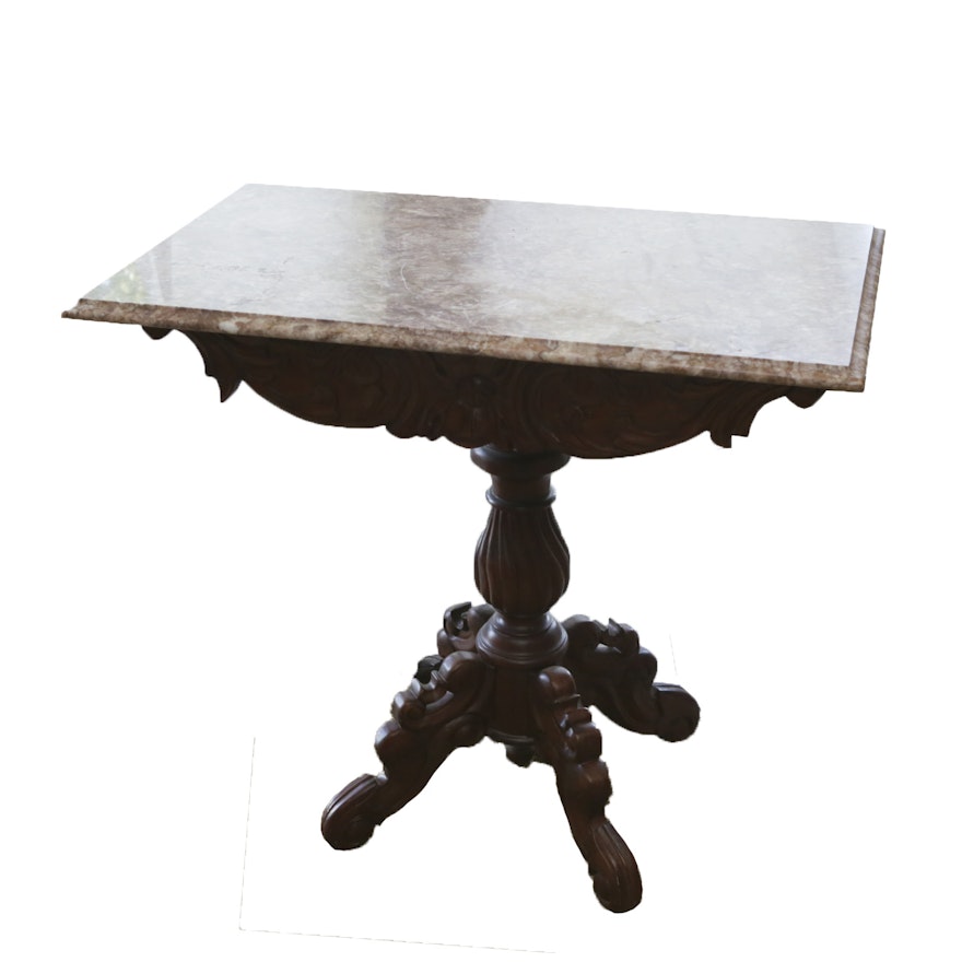 Stone Top Victorian Style Accent Table
