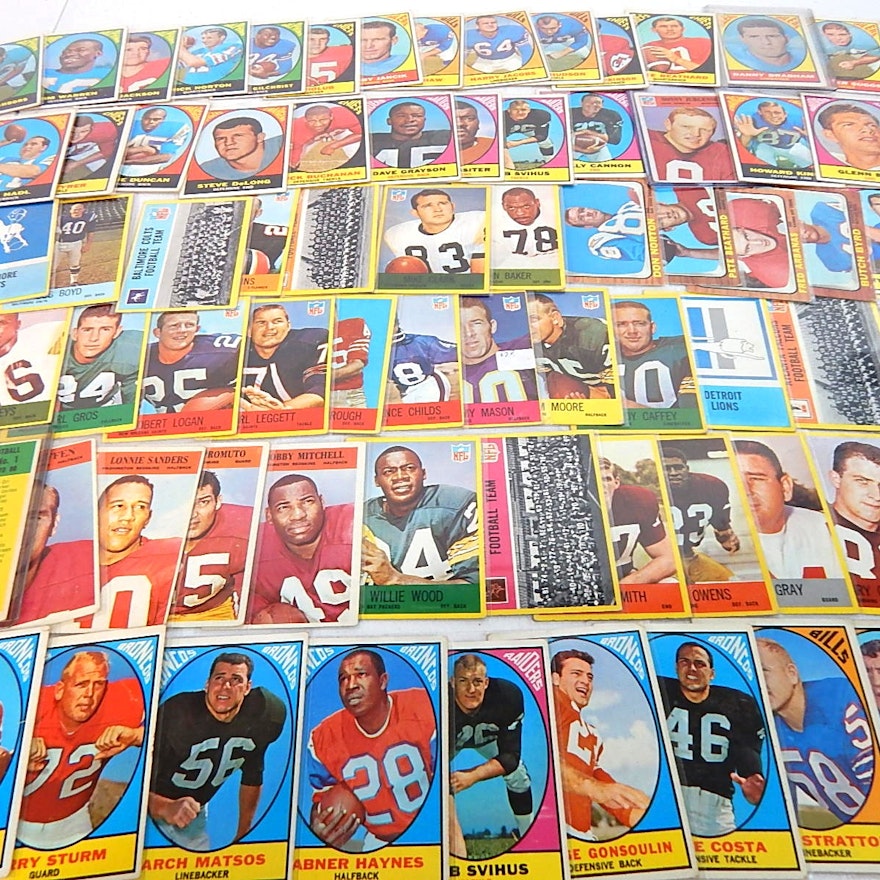1966 and 1967 Topps and Philidelphia Brand Football Cards - Over 80 Cards