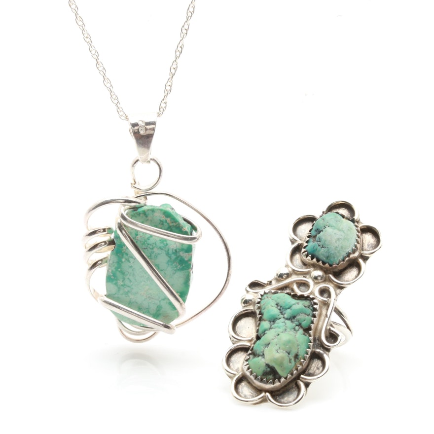 Southwestern Style Sterling Silver Magnesite and Turquoise Jewelry