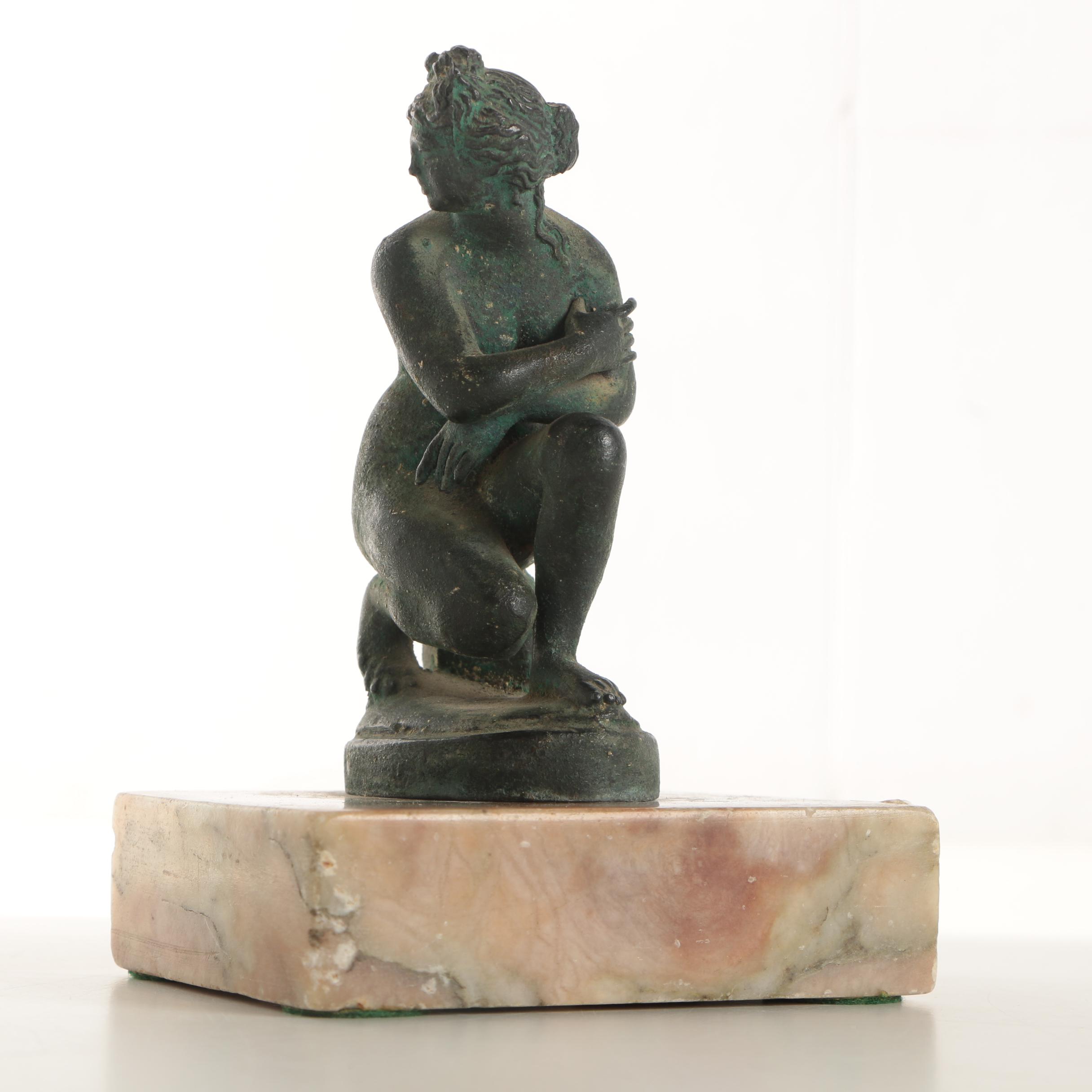 Bronze-Tone Grand Tour Metal Sculpture of the "Crouching Venus"