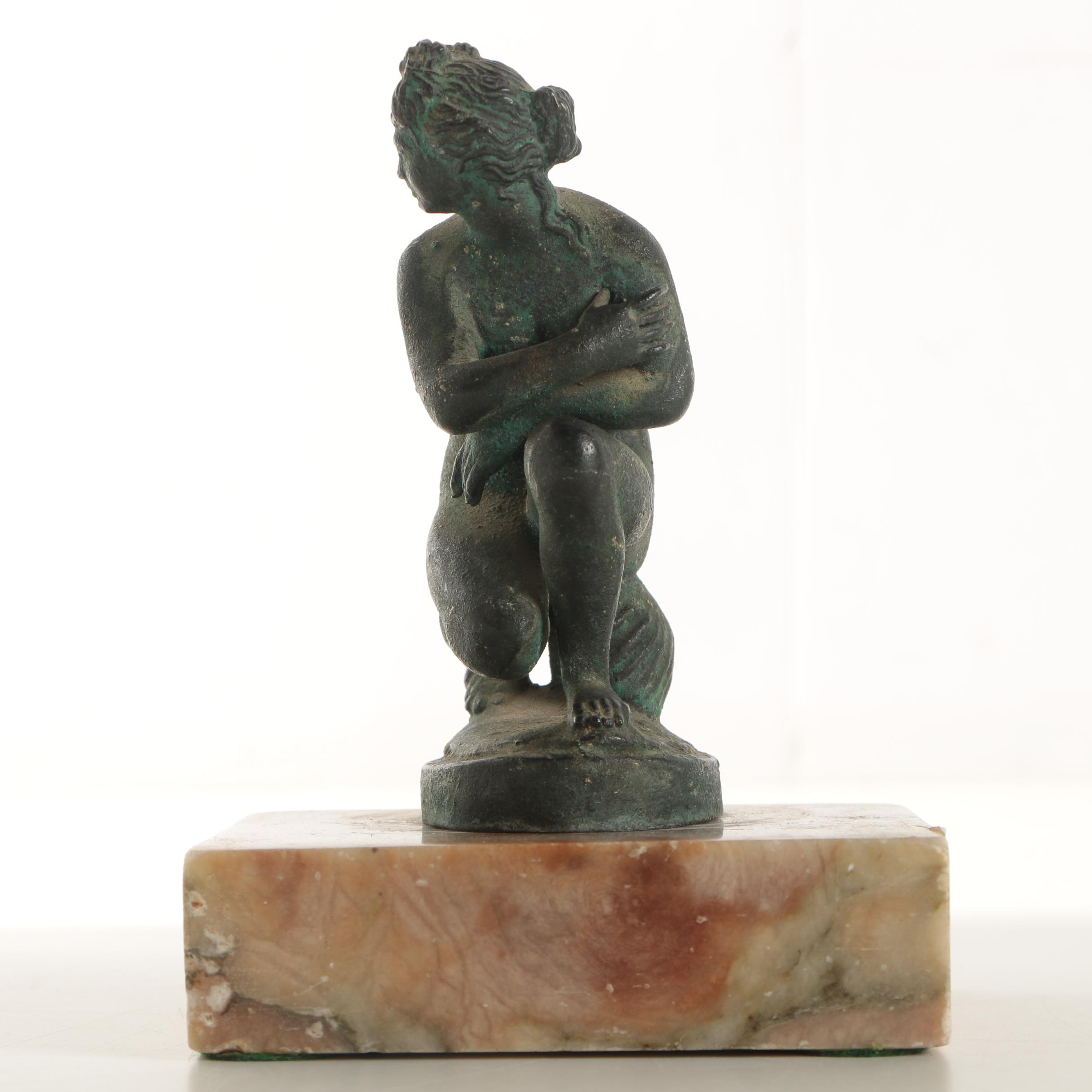 Bronze-Tone Grand Tour Metal Sculpture of the "Crouching Venus"