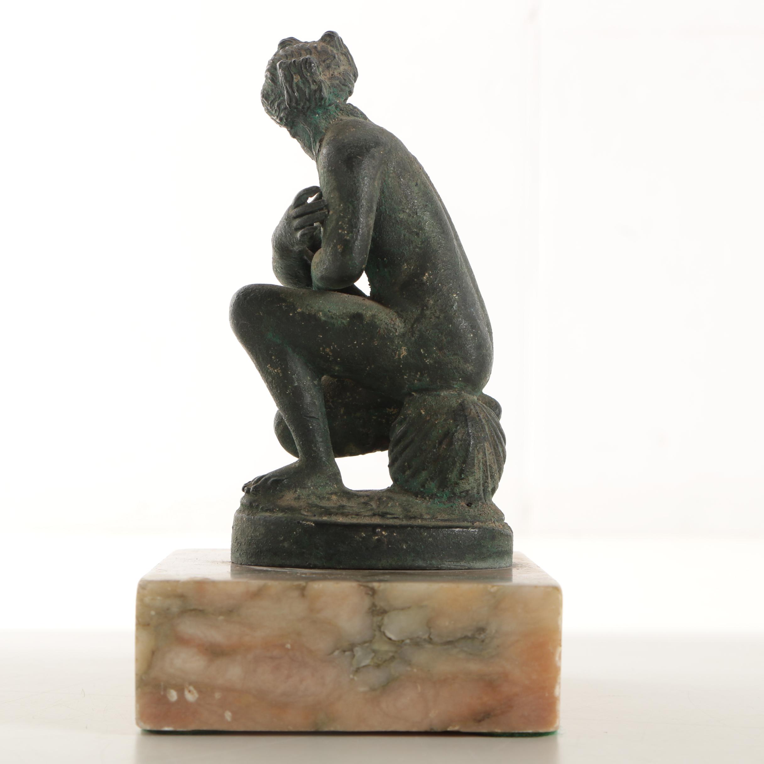 Bronze-Tone Grand Tour Metal Sculpture of the "Crouching Venus"
