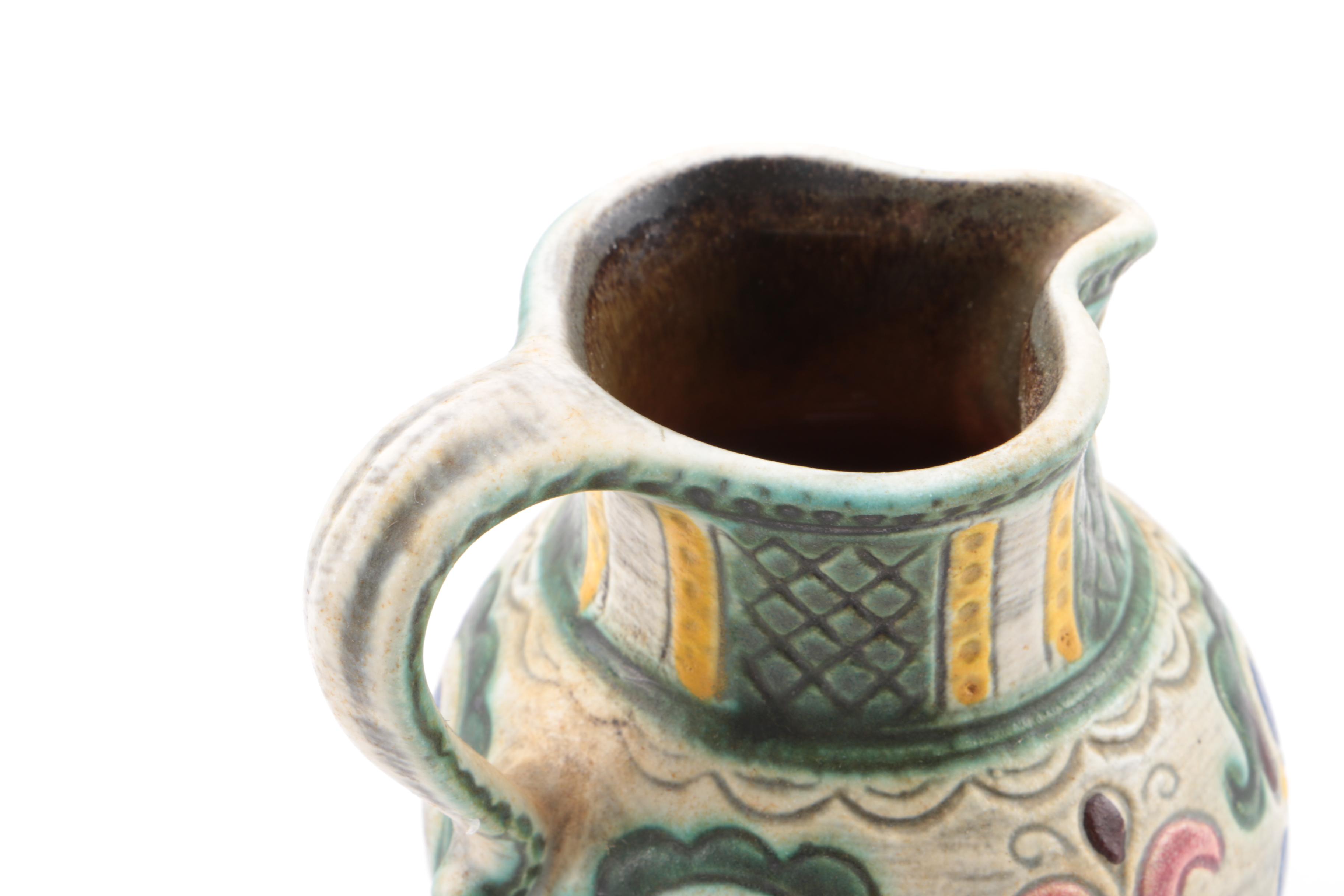 Decorative Tableware Including Gmundner Keramik Faience Pitcher