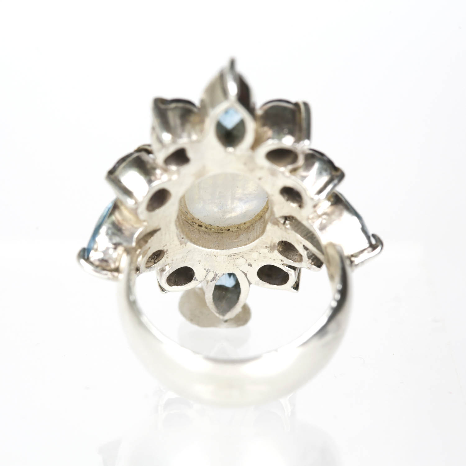 Sterling Silver and 900 Silver Moonstone, Blue Topaz, and Amethyst Rings