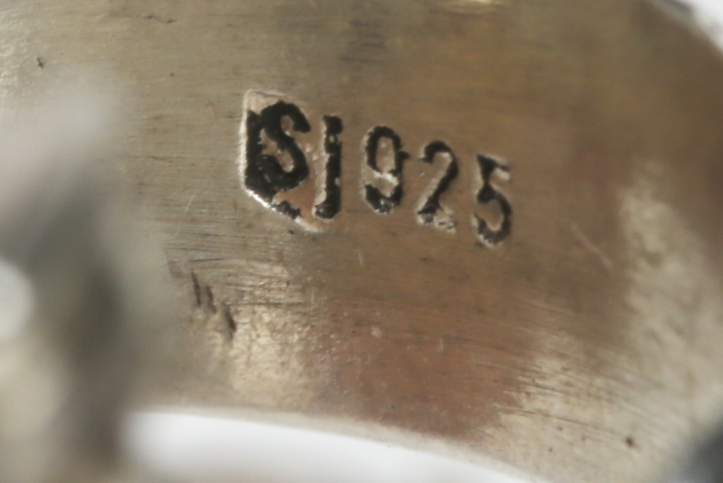 Sterling Silver and 900 Silver Moonstone, Blue Topaz, and Amethyst Rings