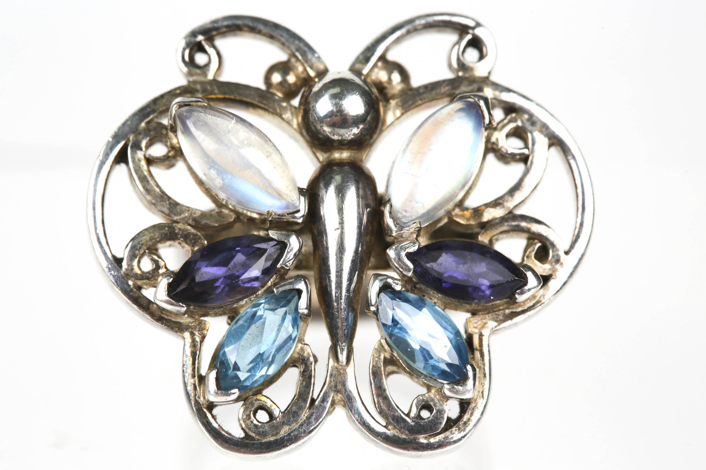 Sterling Silver and 900 Silver Moonstone, Blue Topaz, and Amethyst Rings