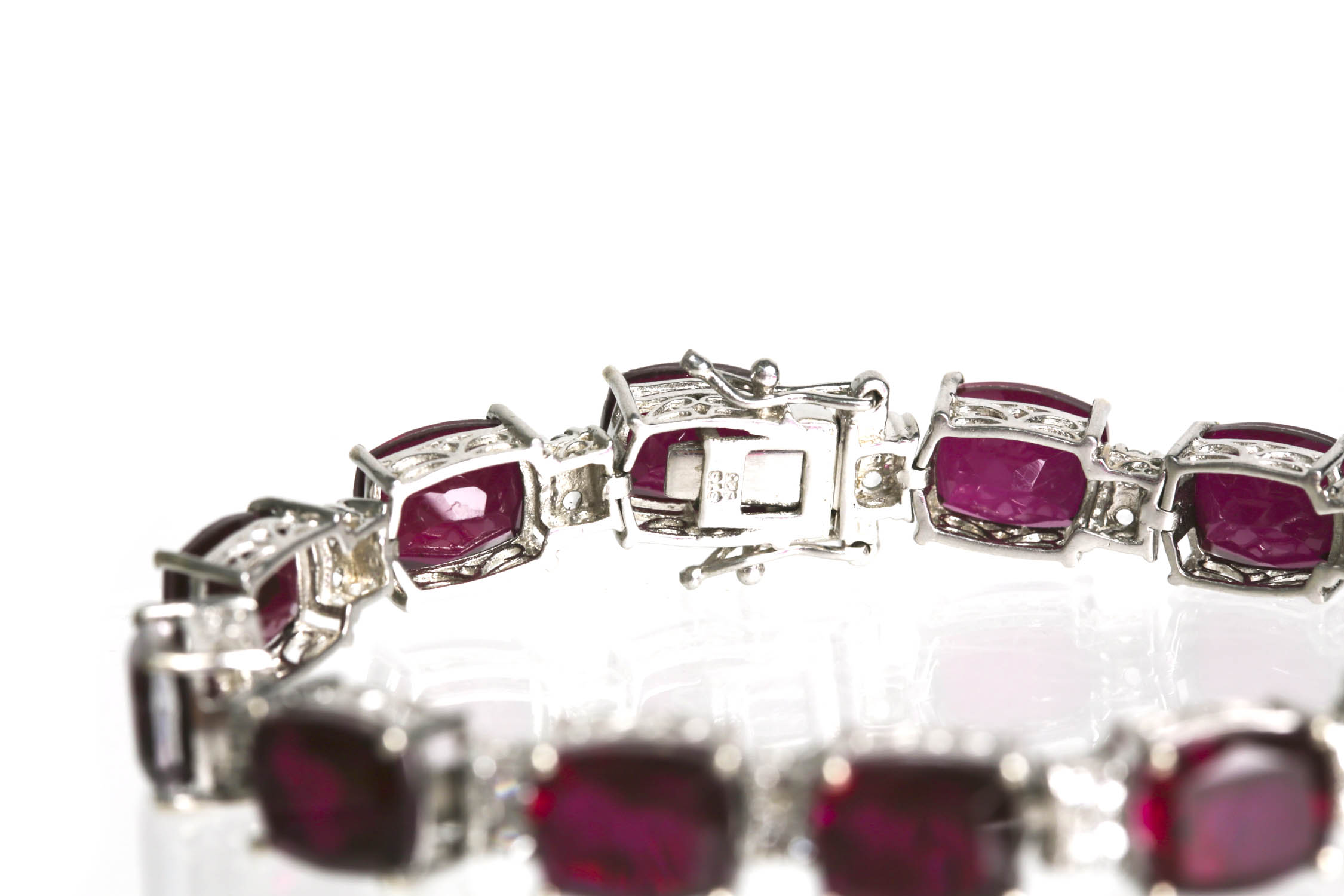 Sterling Silver Synthetic Stone and Rhinestone Bracelet