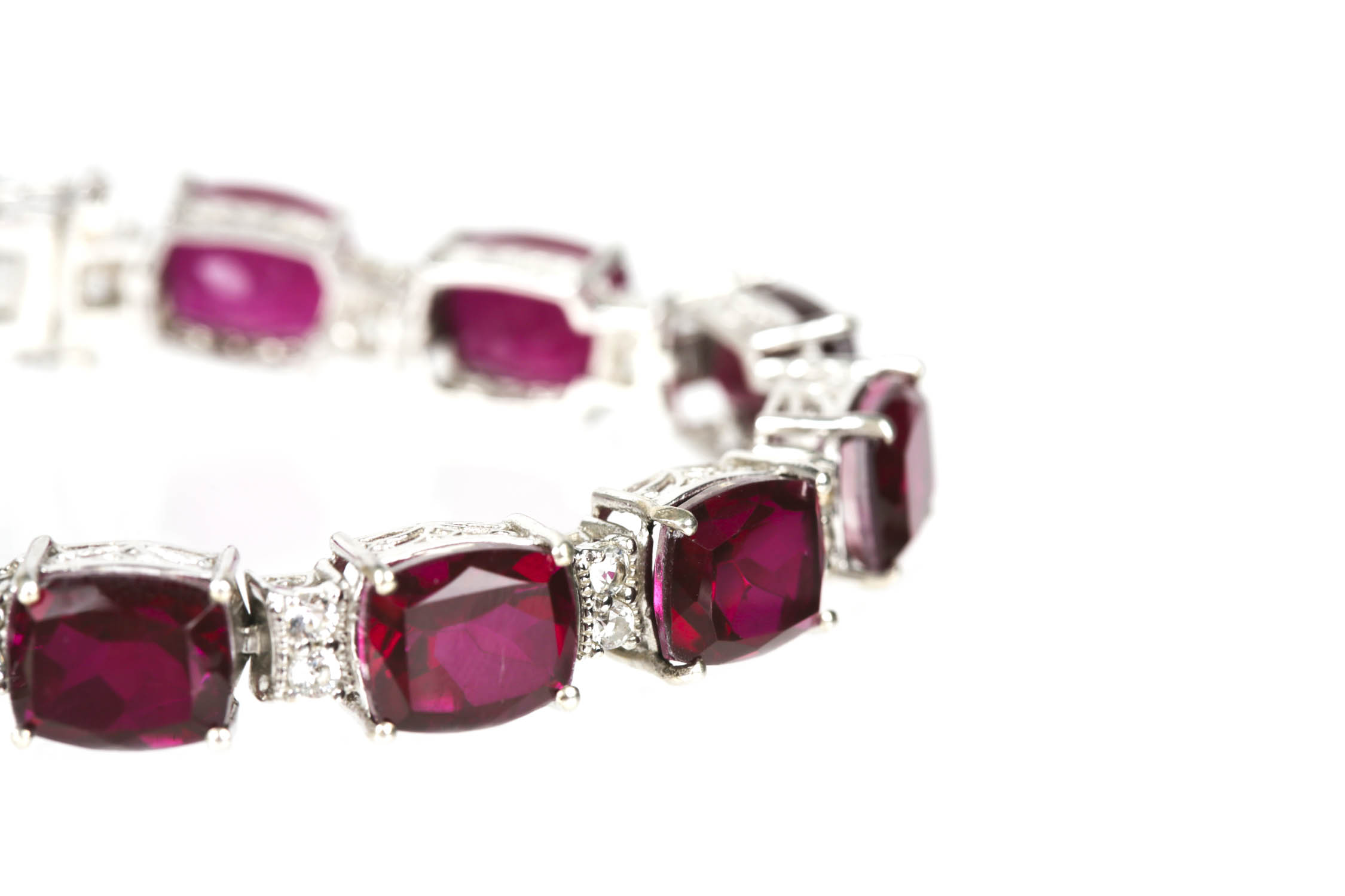 Sterling Silver Synthetic Stone and Rhinestone Bracelet