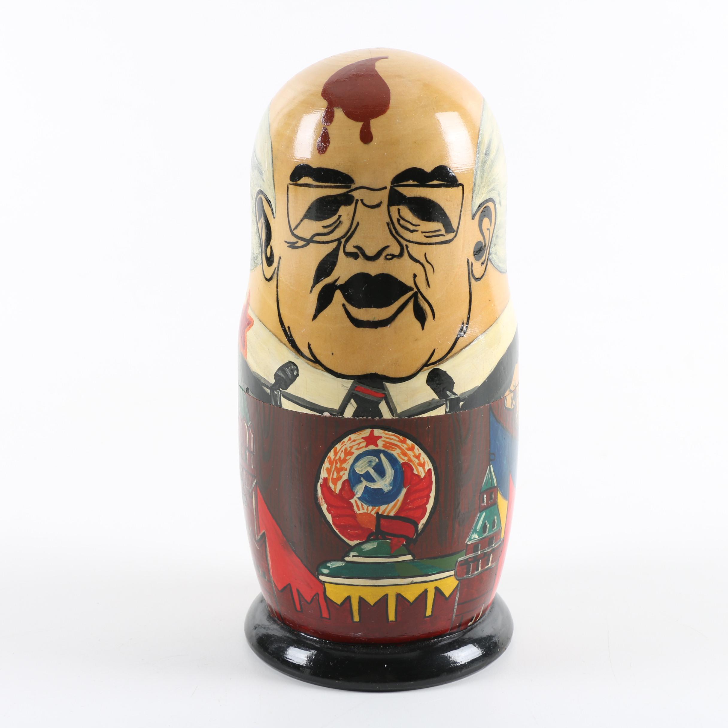 Hand-Painted Russian Political Matryoshka Nesting Dolls