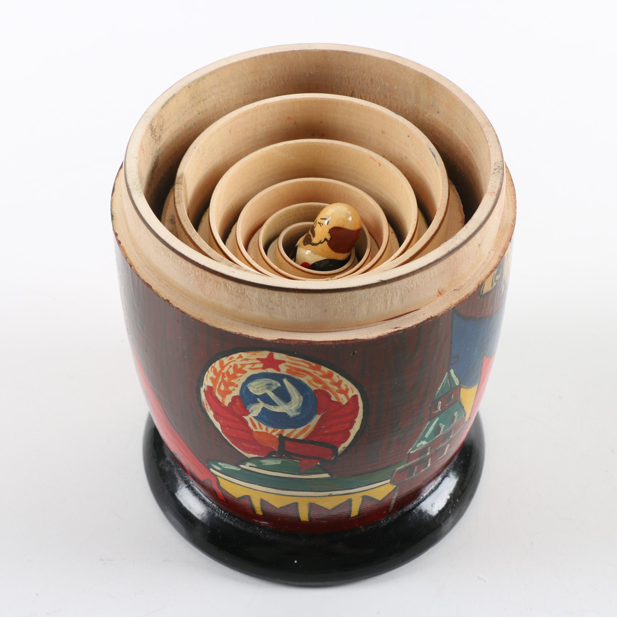 Hand-Painted Russian Political Matryoshka Nesting Dolls