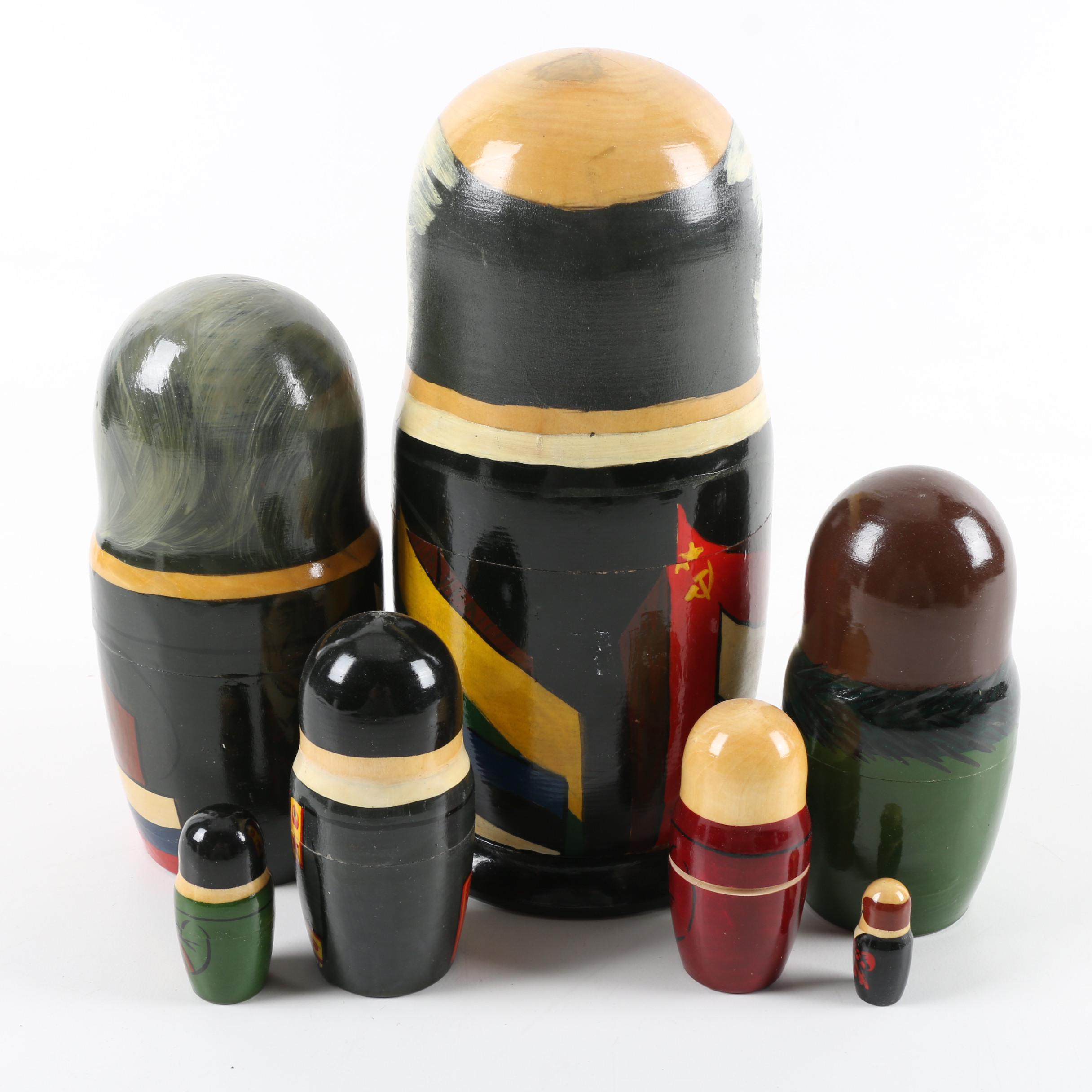 Hand-Painted Russian Political Matryoshka Nesting Dolls