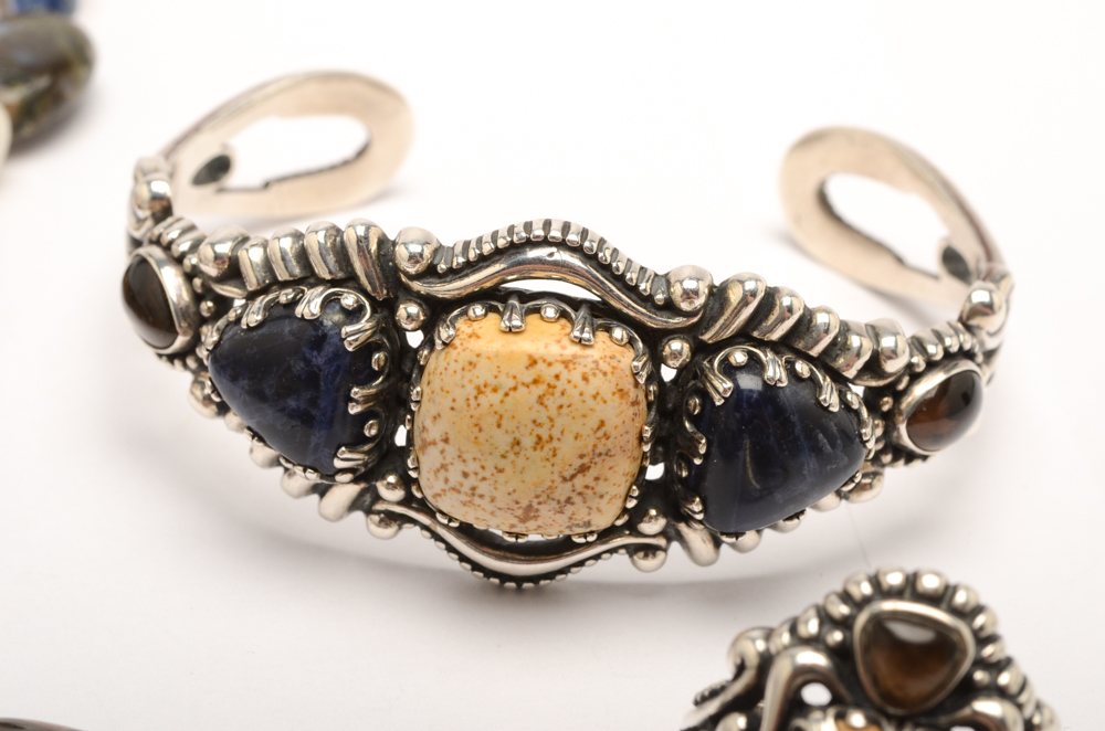 Carolyn Pollack Sterling Silver Necklace and Bracelet Set with Ring