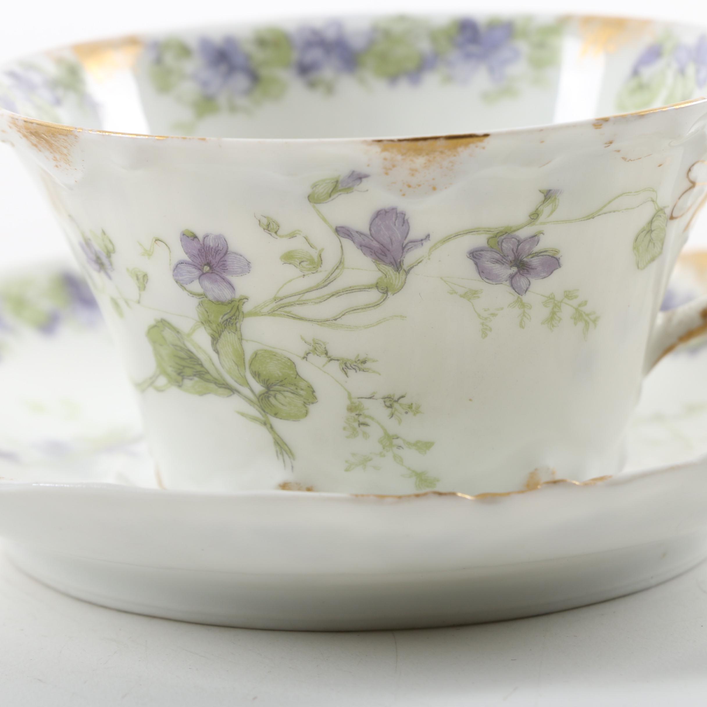 Antique Haviland & Co Limoges Porcelain Teacup and Saucer ca. 1893-96