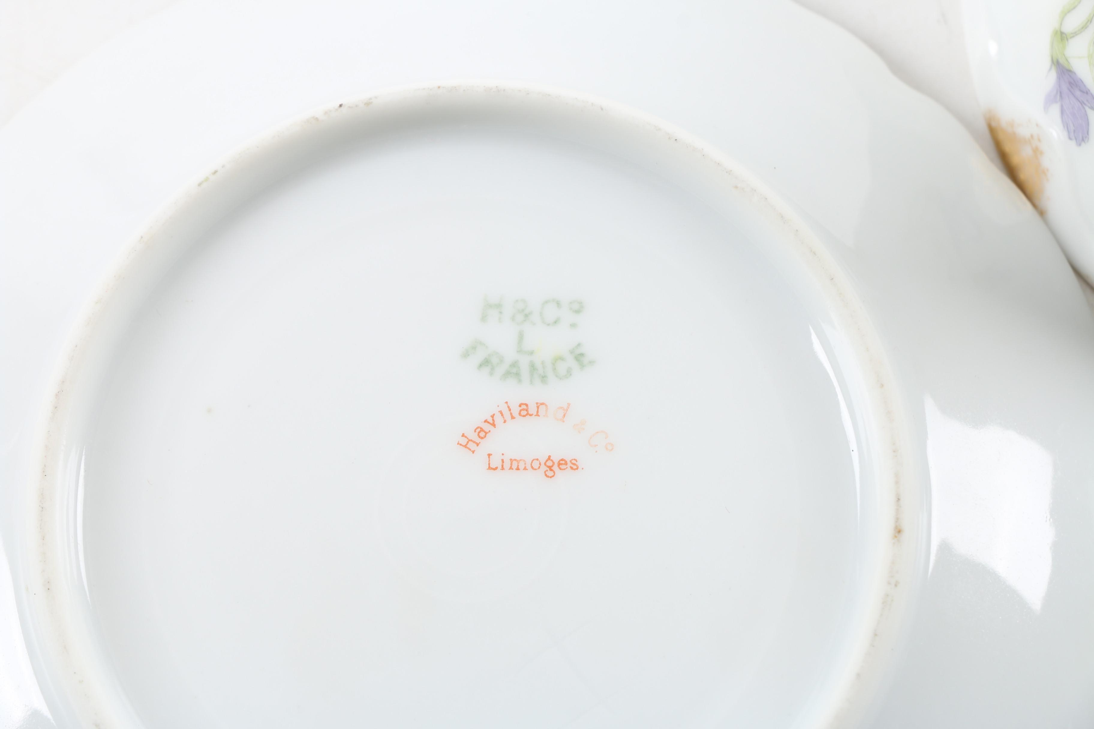 Antique Haviland & Co Limoges Porcelain Teacup and Saucer ca. 1893-96