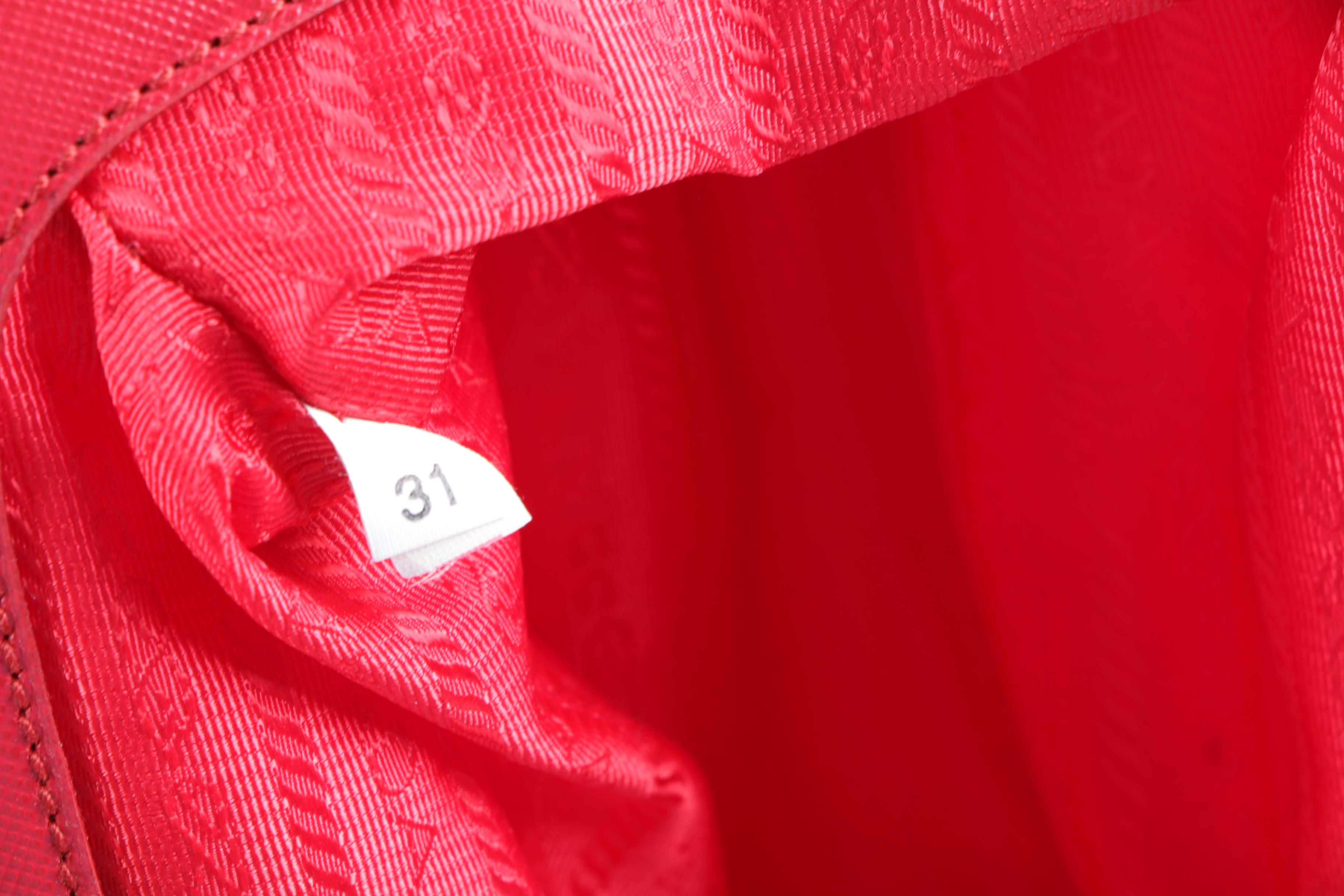 Prada Milano Red Nylon and Saffiano Leather Clutch