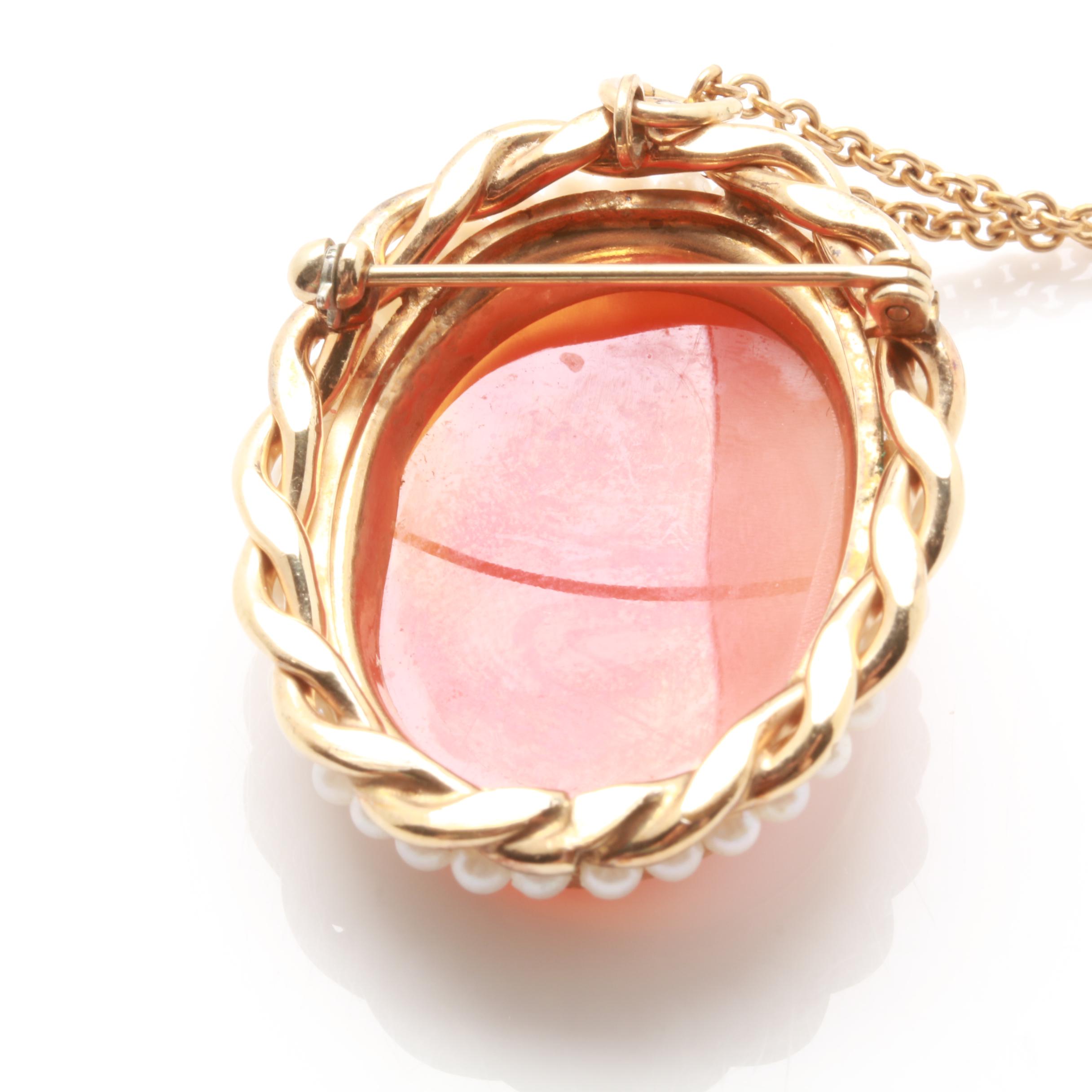 Cameo Jewelry Collection Including Sterling Silver and Carved Helmet Shell