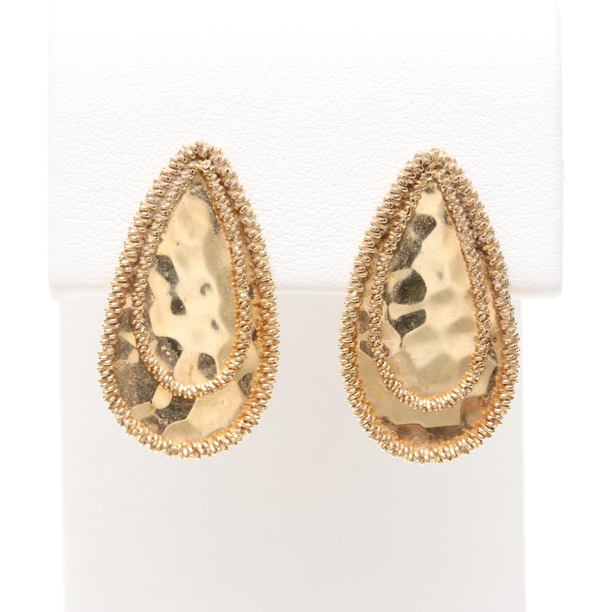 14K Yellow Gold Teardrop Earrings