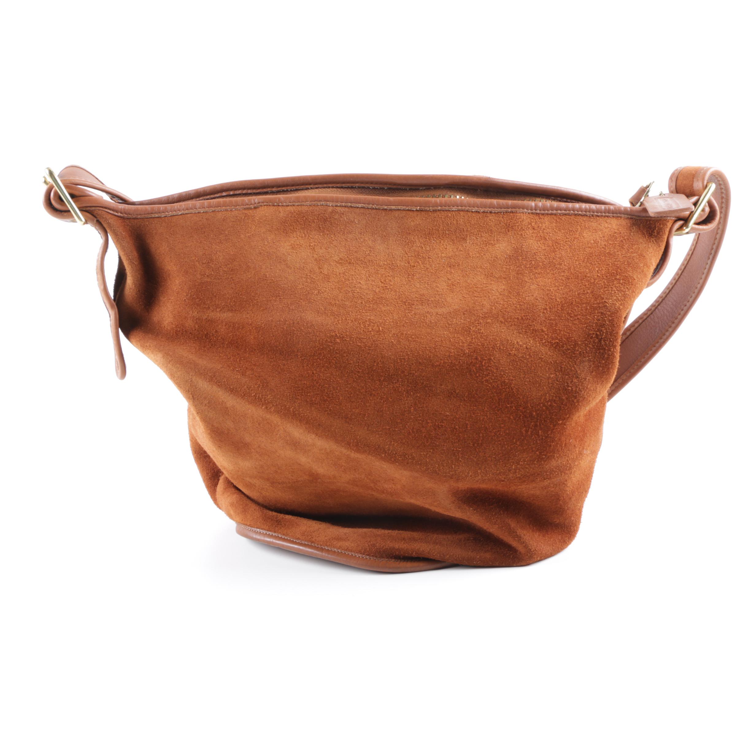 Vintage Coach Tan Suede and Leather Bucket Bag