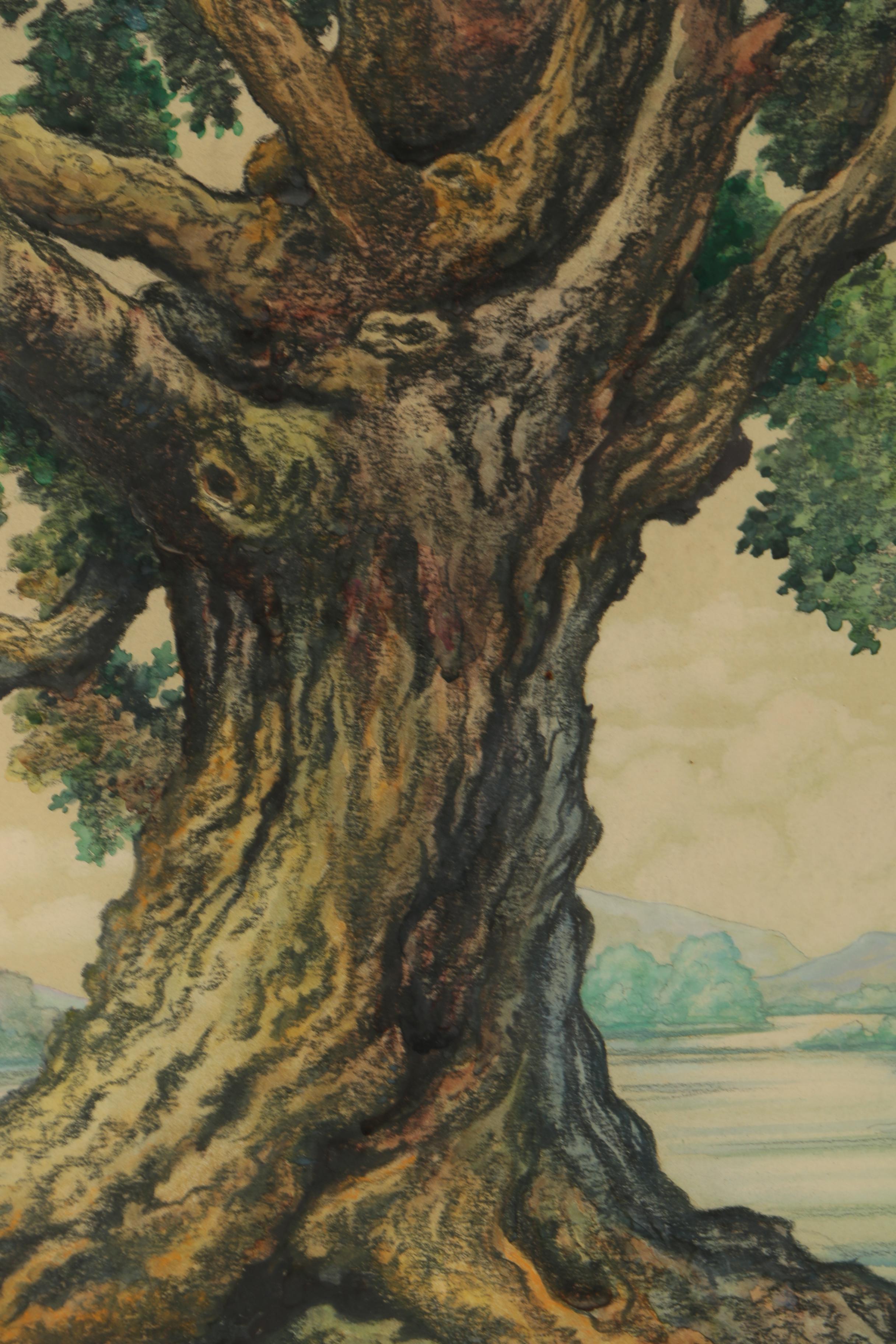 Jack Harrington 1954 Watercolor Painting with Charcoal