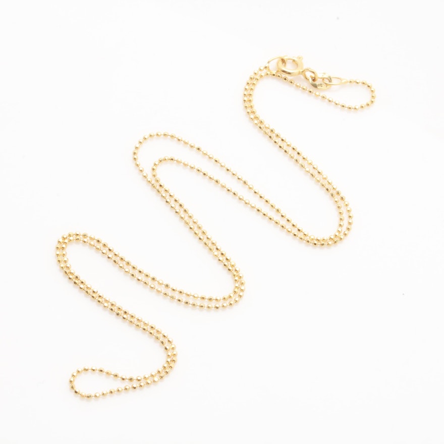 14K Yellow Gold Bead Chain Necklace
