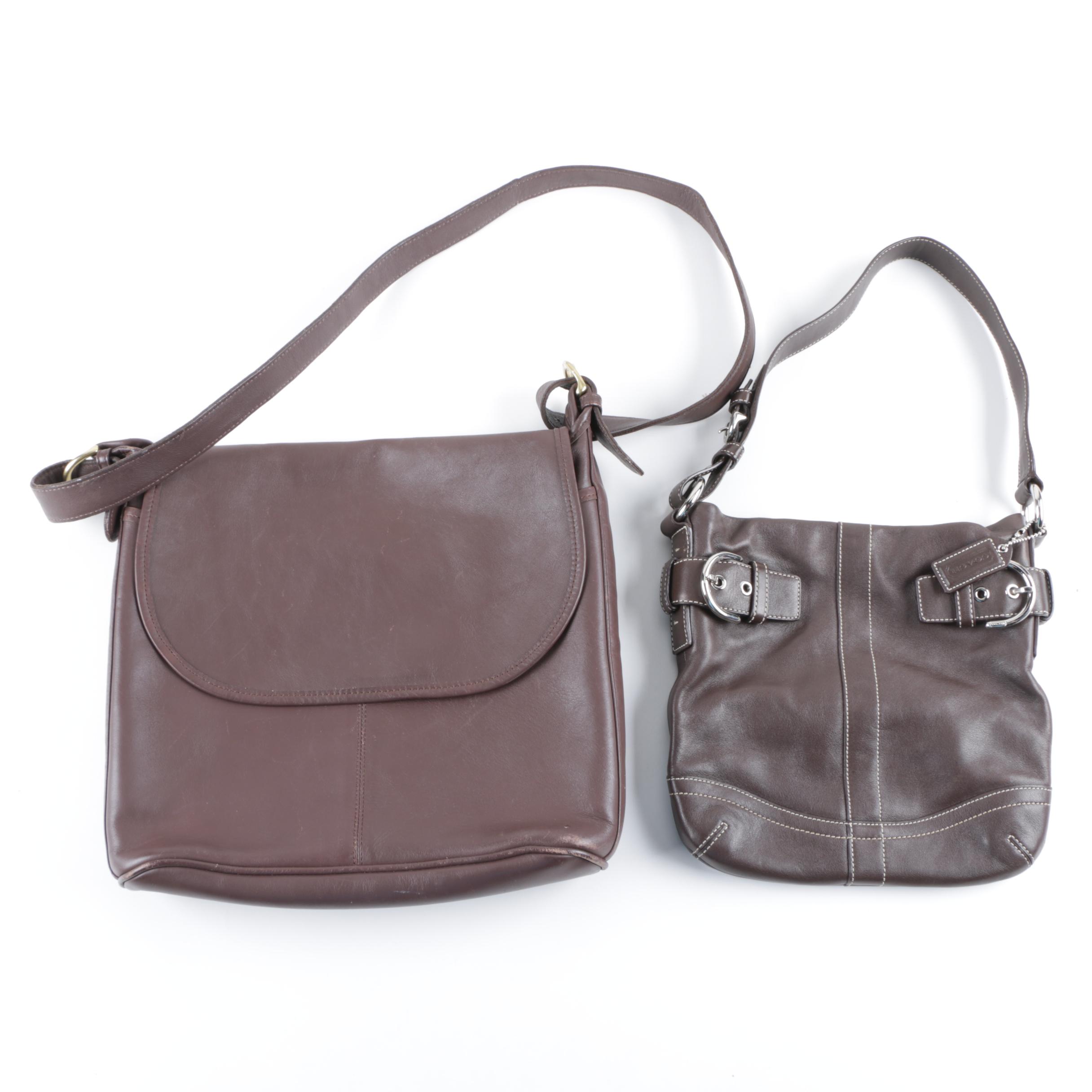 Coach Whitney Brown Leather Bucket Bag and Soho Brown Leather Slim Duffel