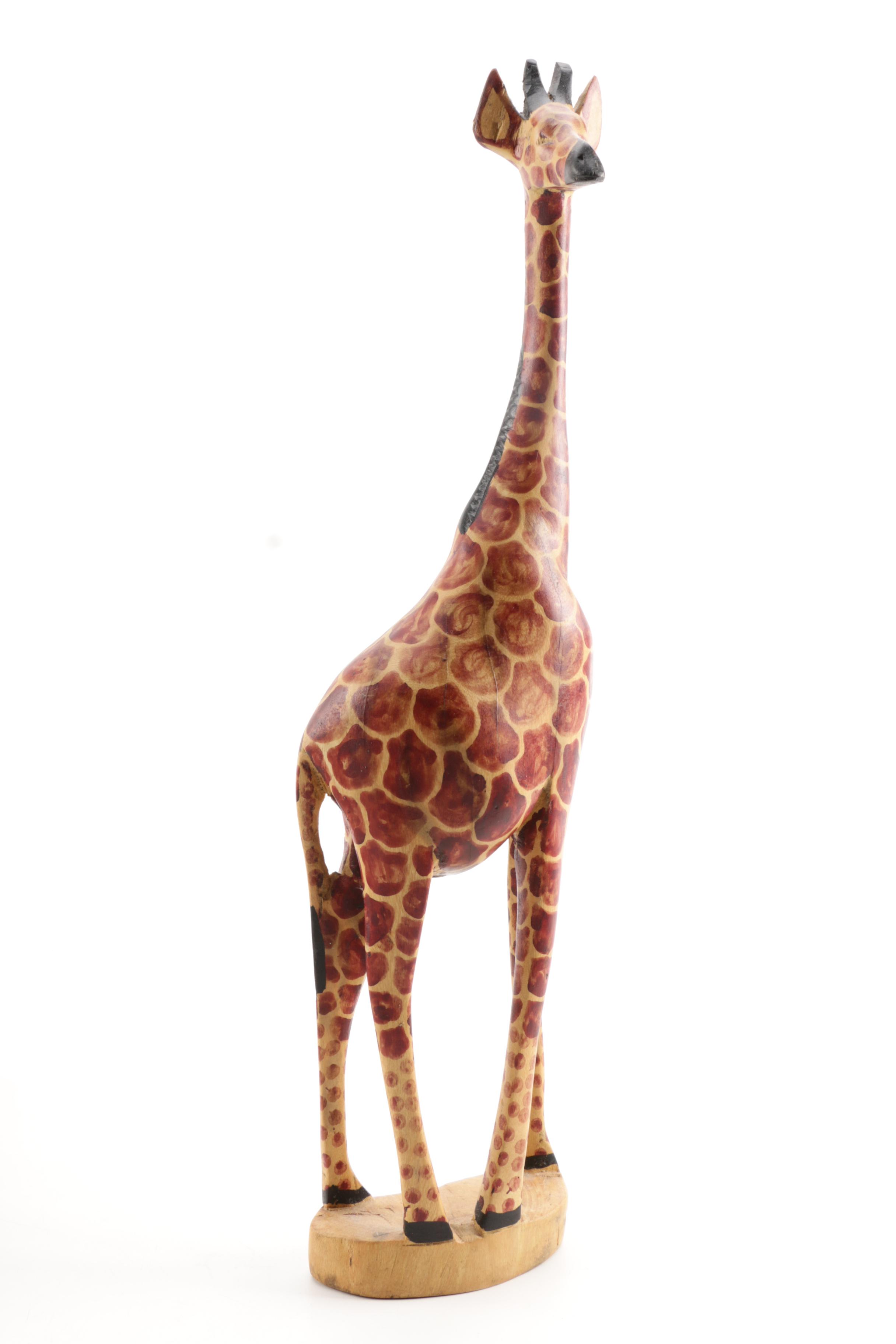 African Style Wooden Animal Figurines Including Giraffes