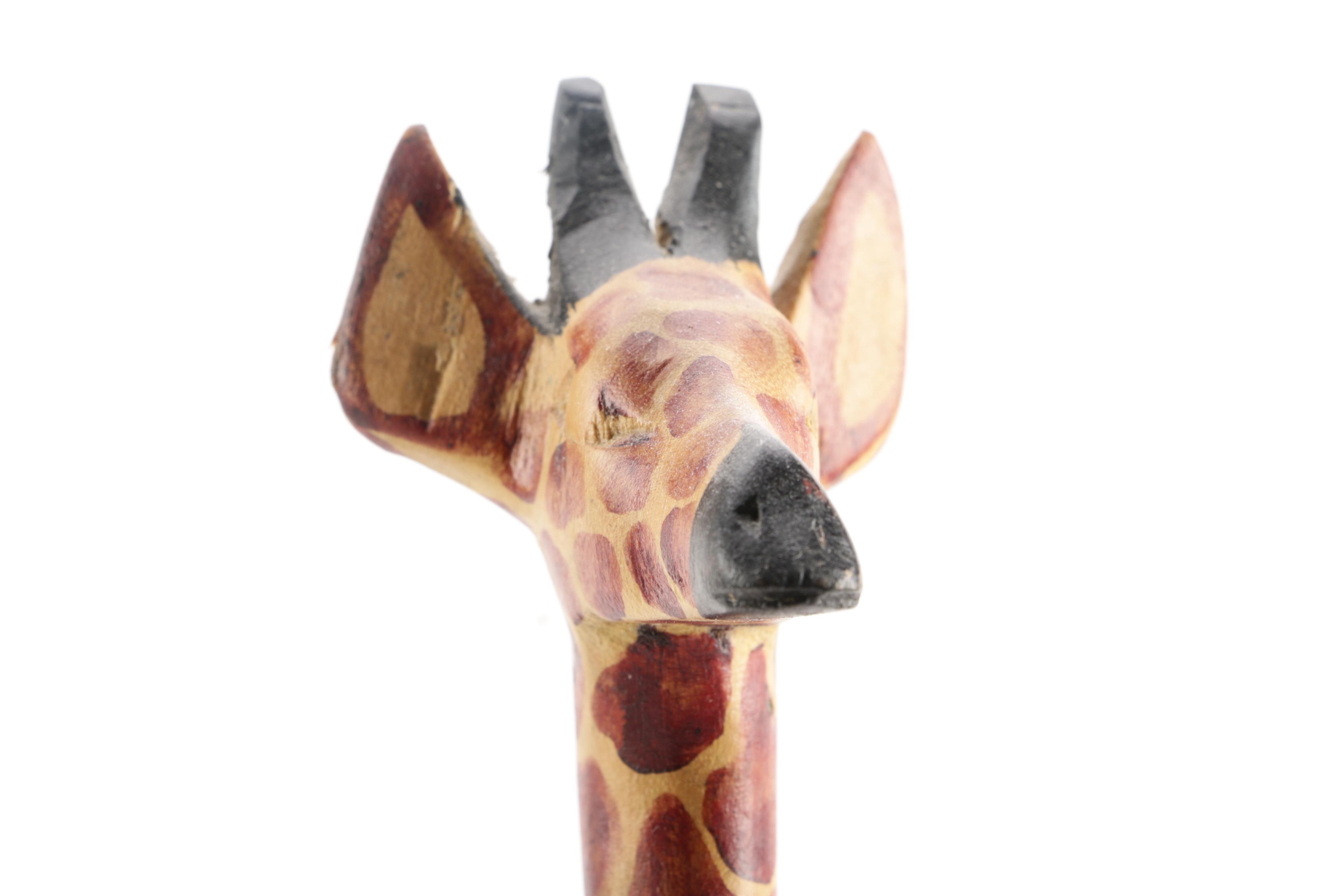 African Style Wooden Animal Figurines Including Giraffes
