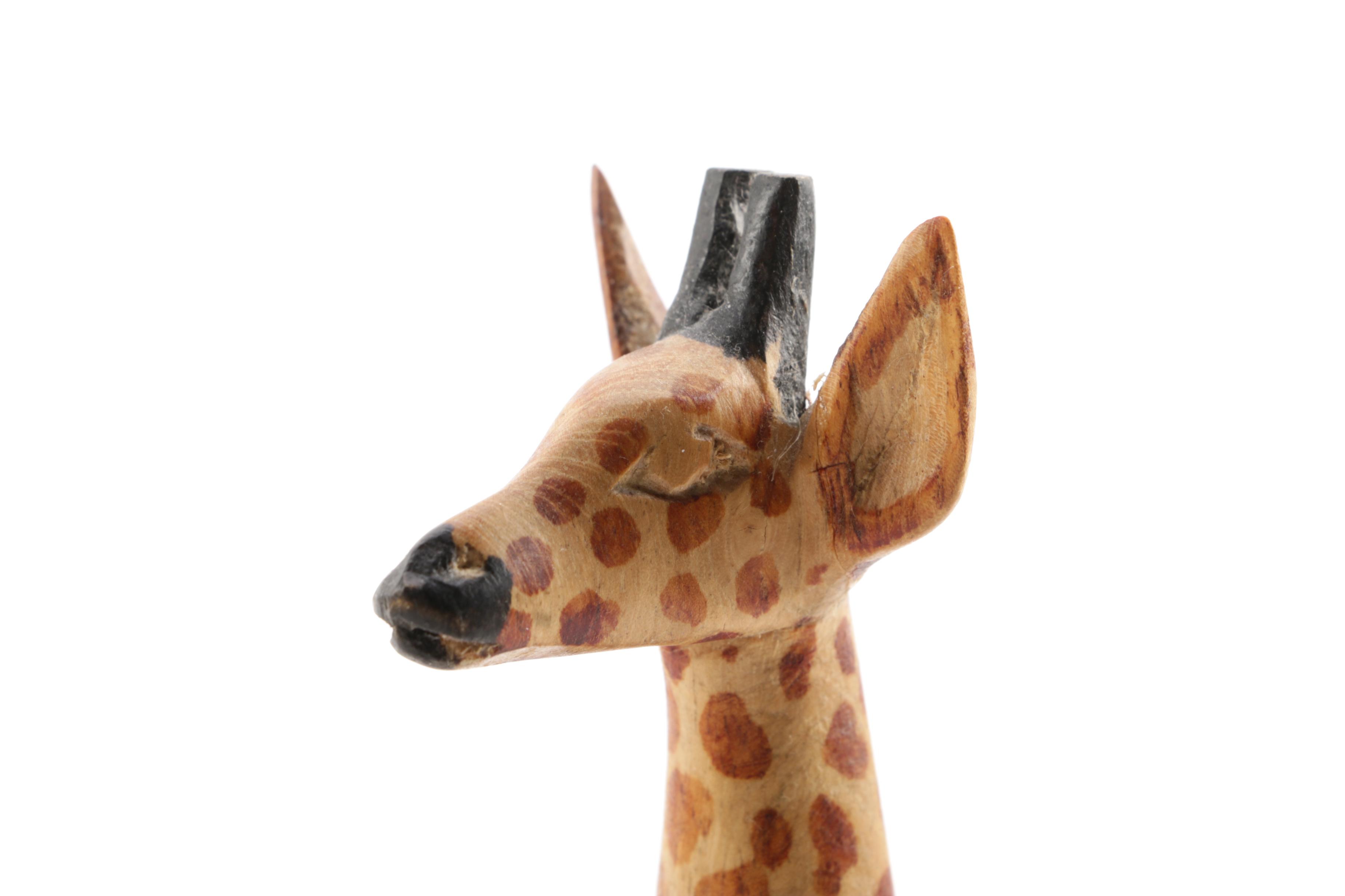 African Style Wooden Animal Figurines Including Giraffes