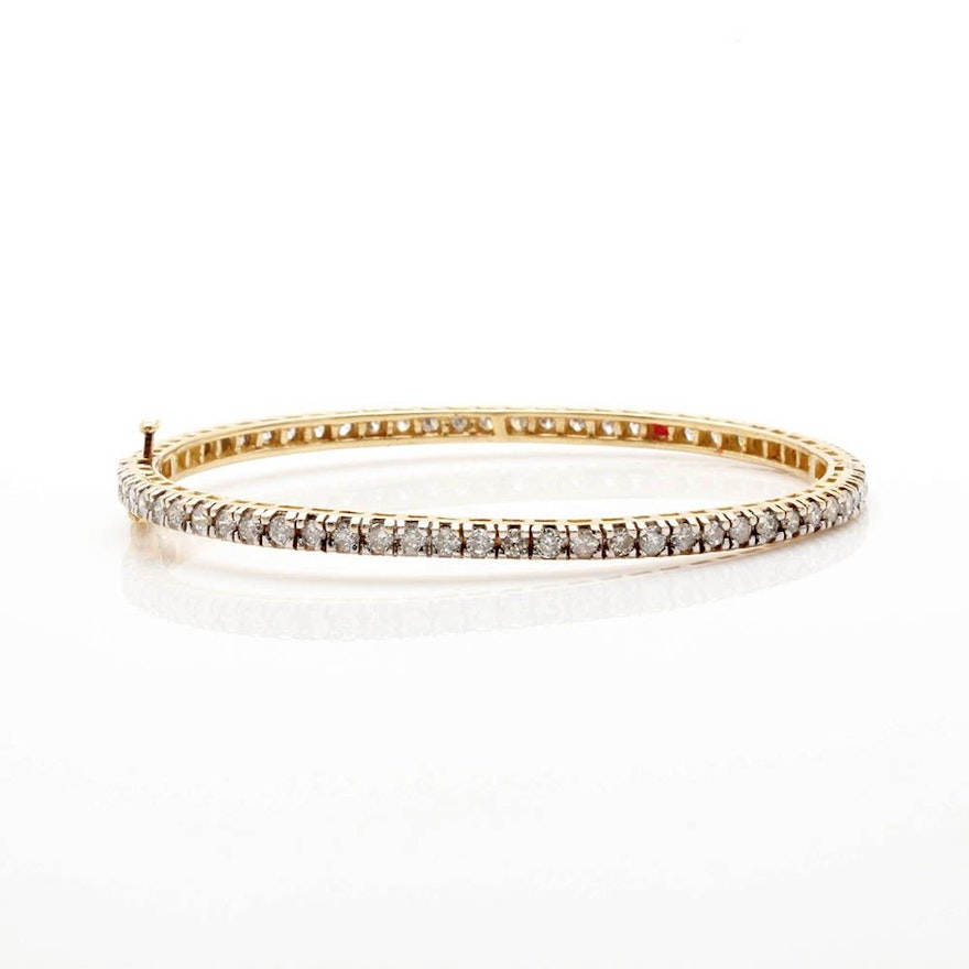 14K Yellow Gold 2.97 CTW Diamond Hinged Bangle