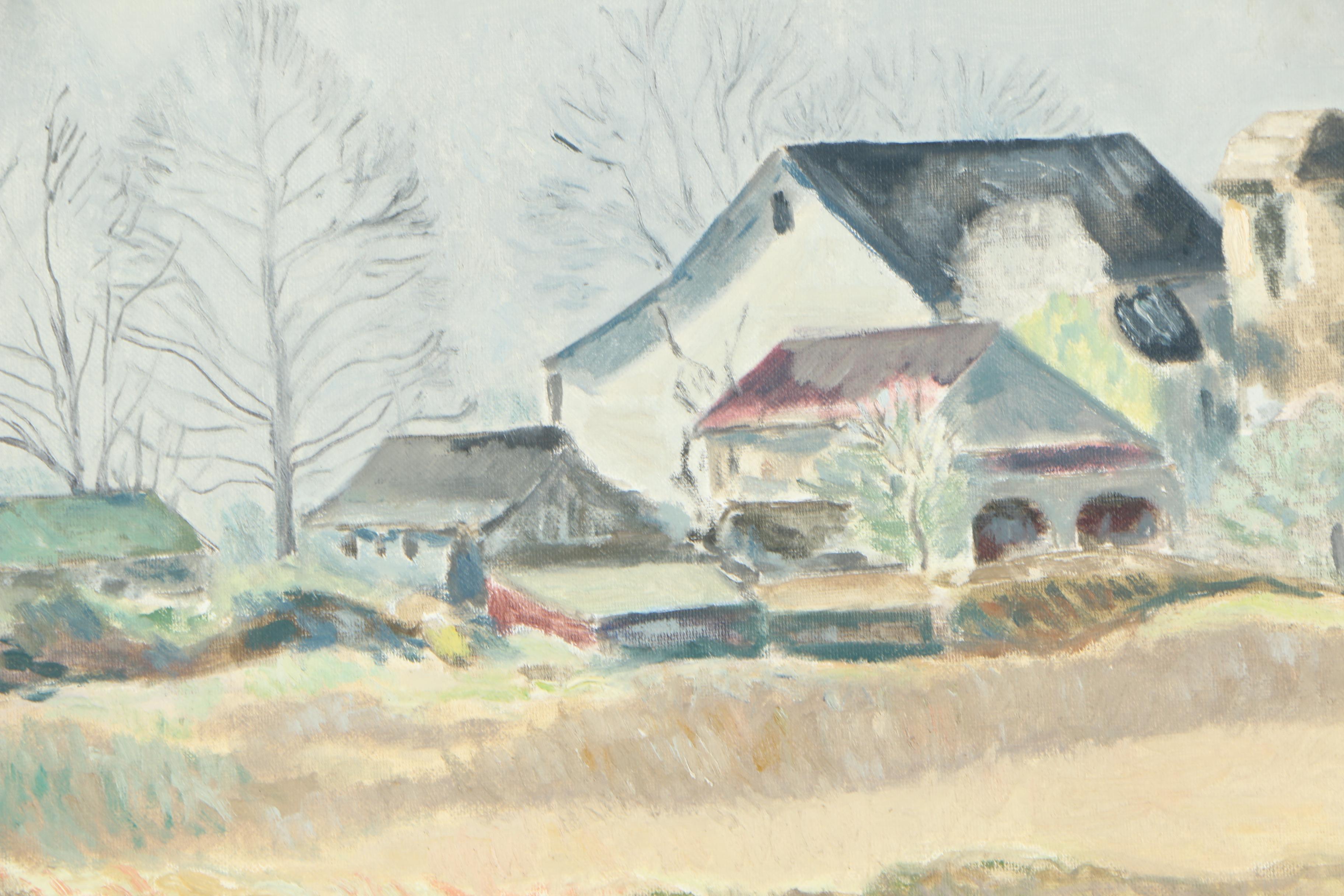 H. Wentz Oil Painting of Rural Community