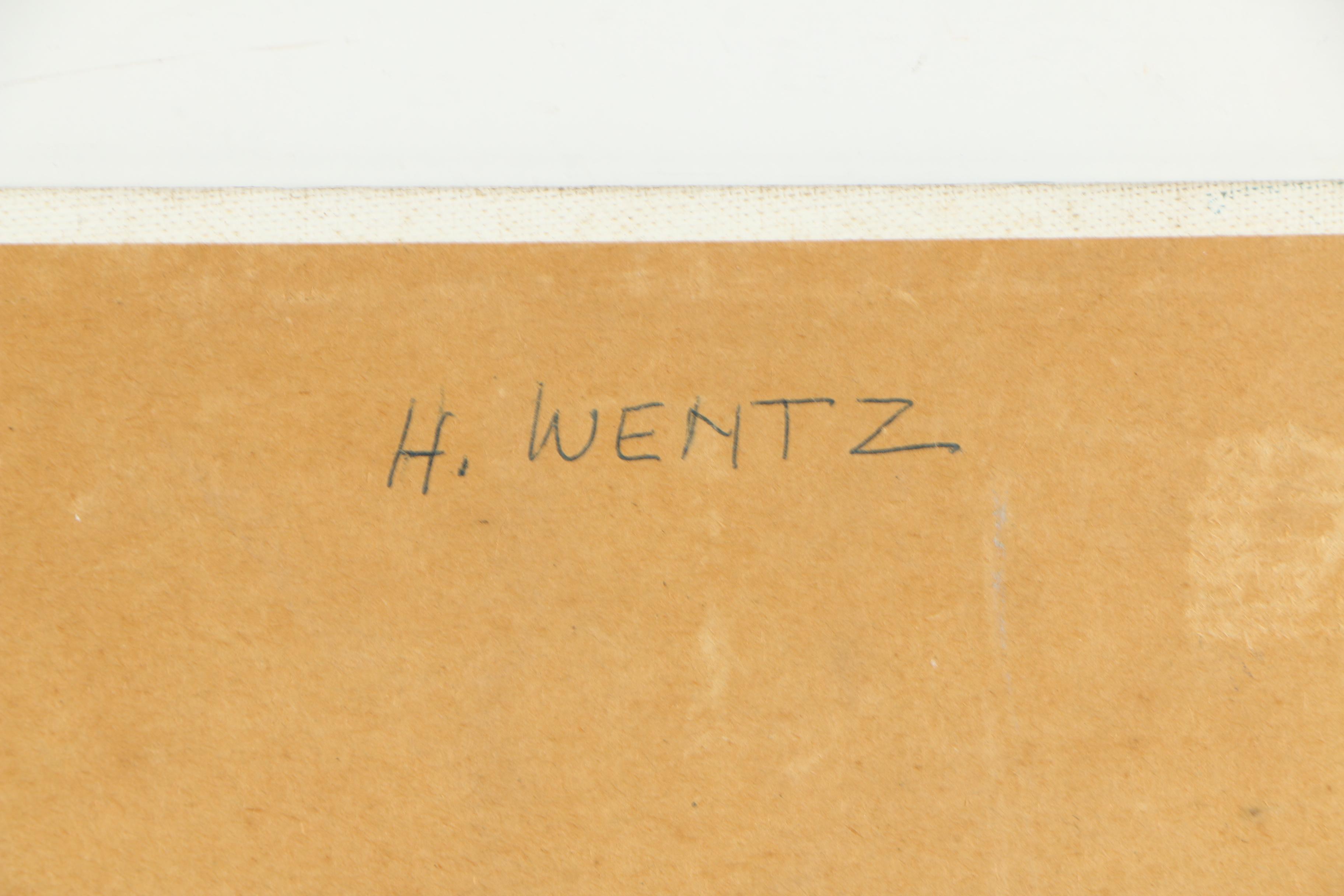 H. Wentz Oil Painting of Rural Community