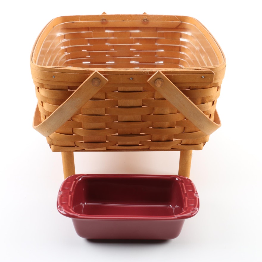 Longaberger Basket with Table and Ironstone Casserole