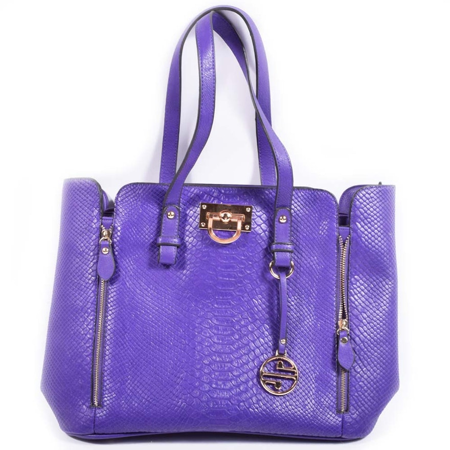 Segolene Paris Purple Faux Leather Snakeskin Handbag