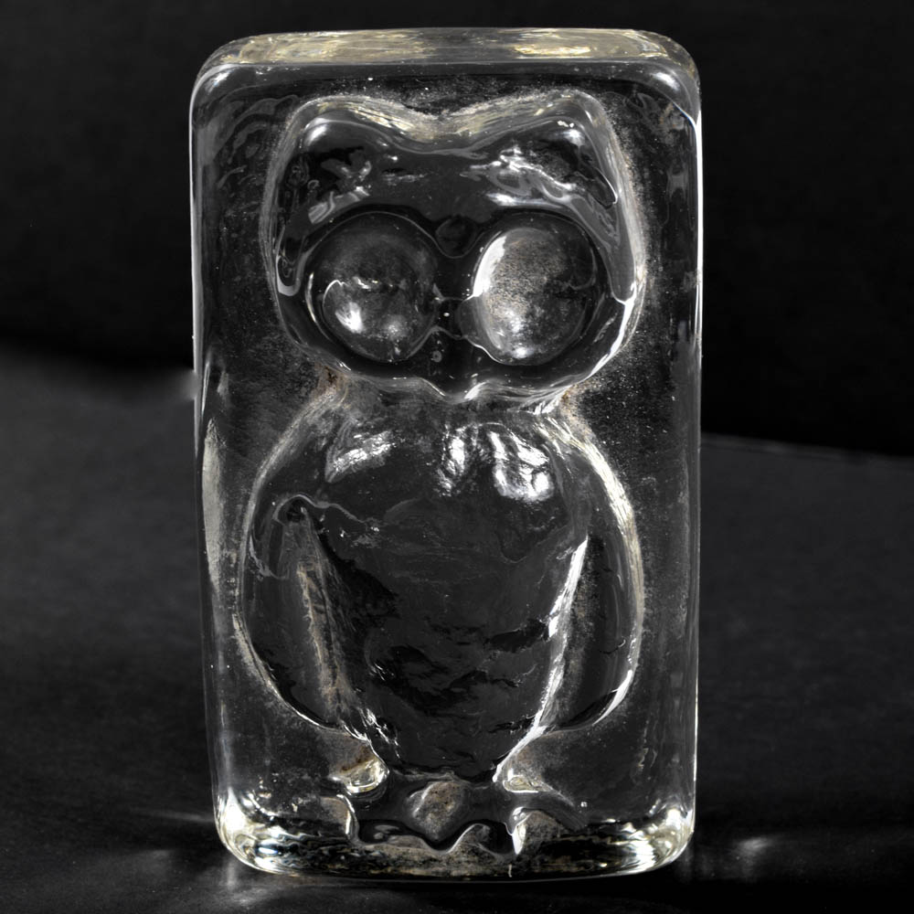 Vintage Owl Themed Art Glass Figurines including Scandinavian and Hadeland Style