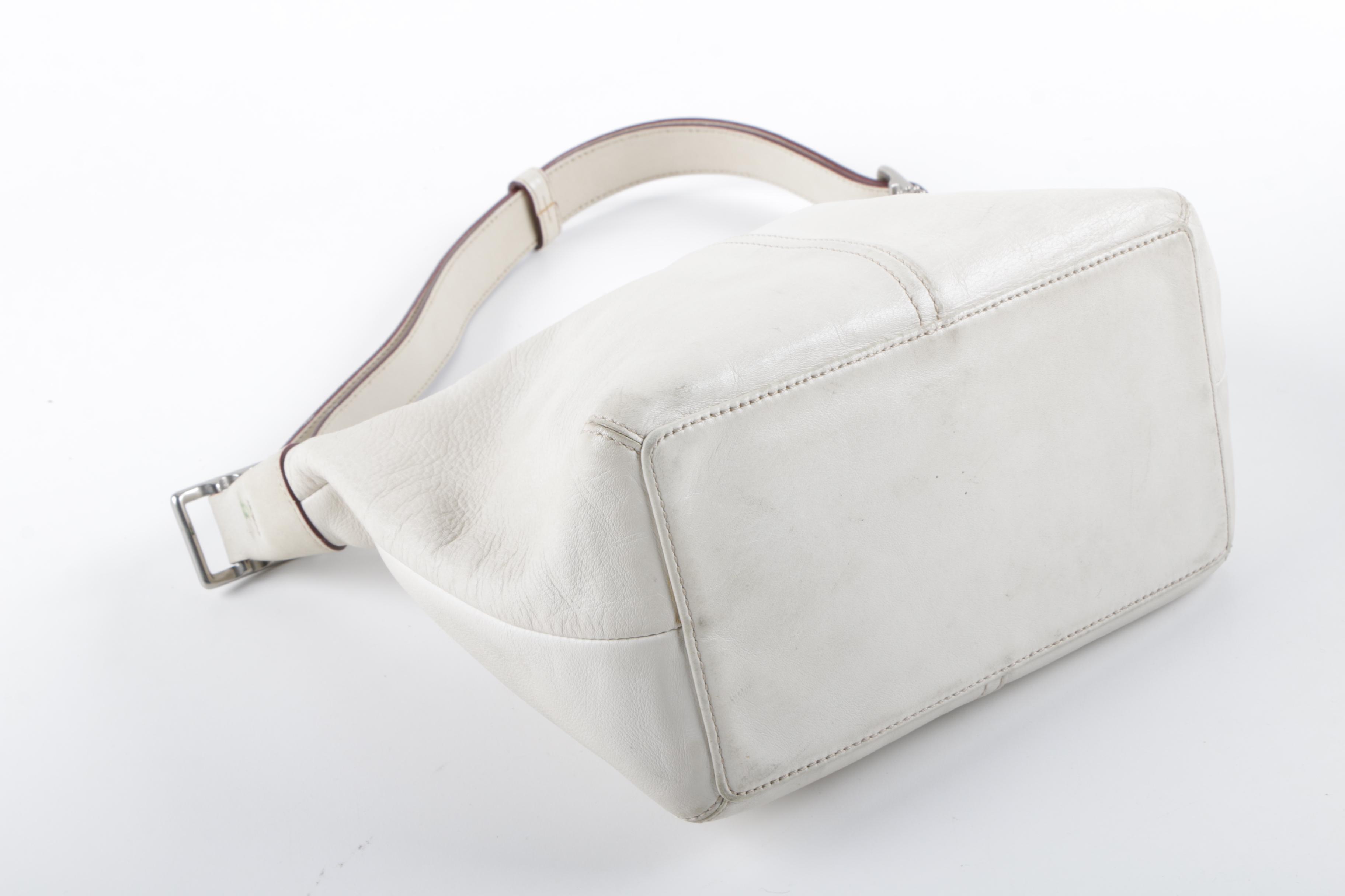 Coach Brown Leather Backpack Purse and Coach Off-White Leather Shoulder Bag