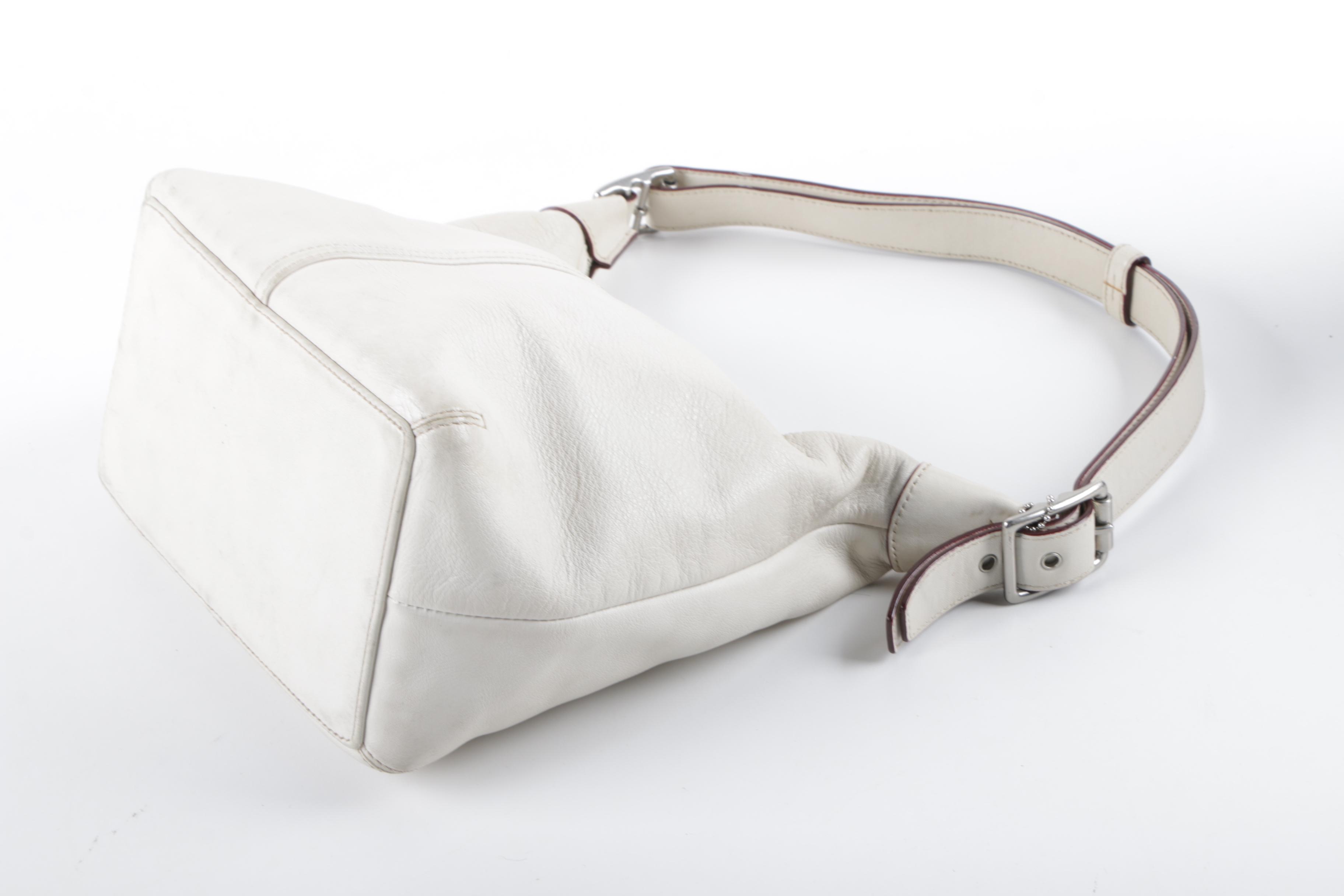 Coach Brown Leather Backpack Purse and Coach Off-White Leather Shoulder Bag