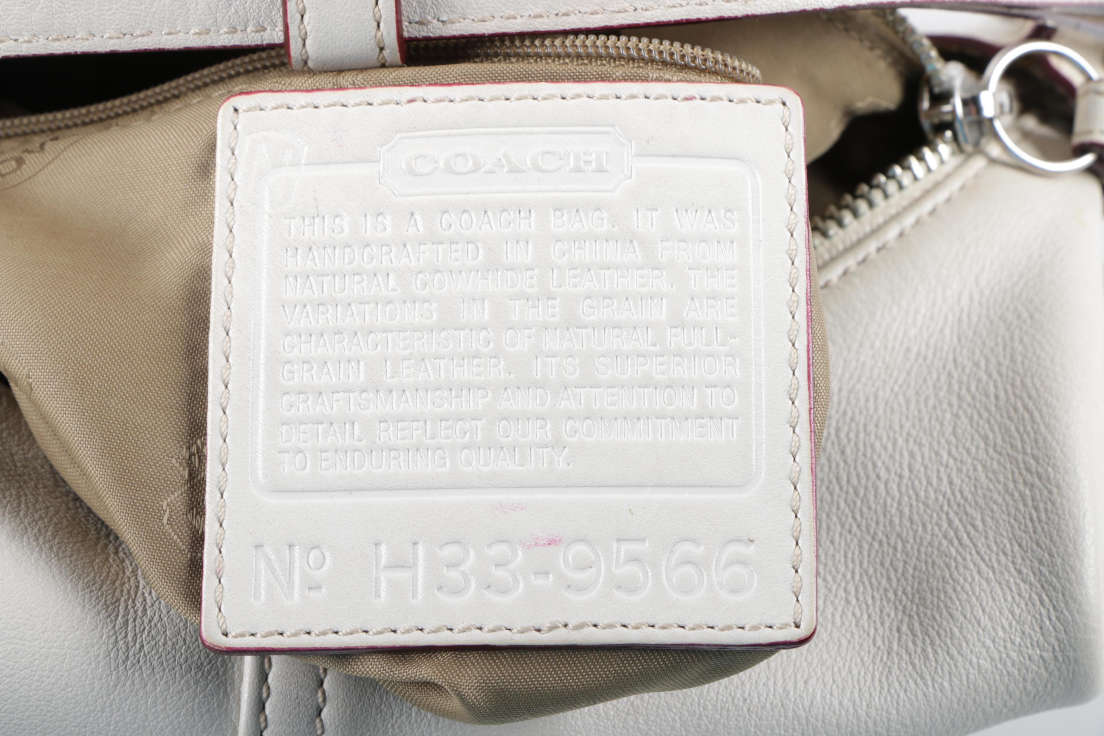 Coach Brown Leather Backpack Purse and Coach Off-White Leather Shoulder Bag