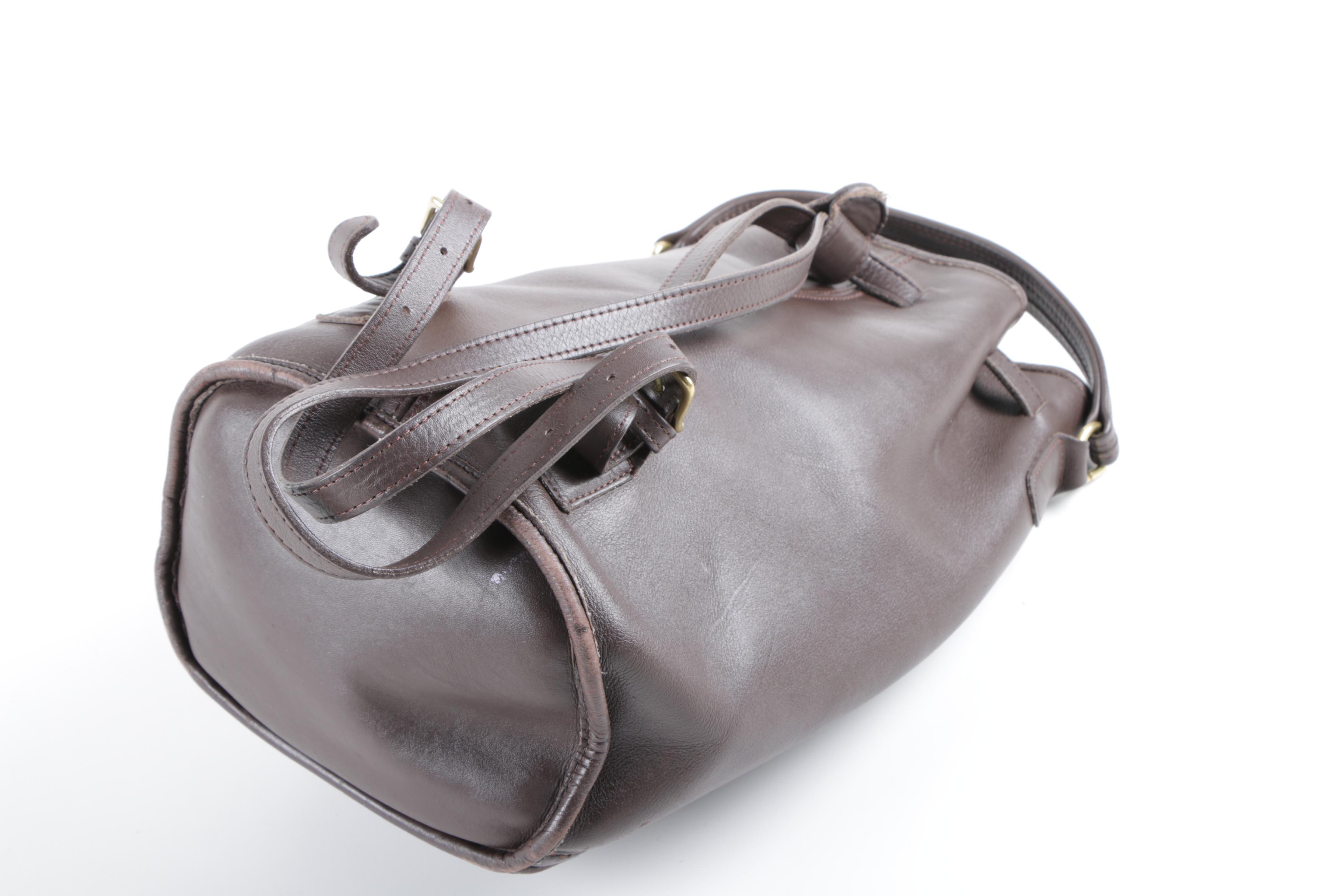 Coach Brown Leather Backpack Purse and Coach Off-White Leather Shoulder Bag