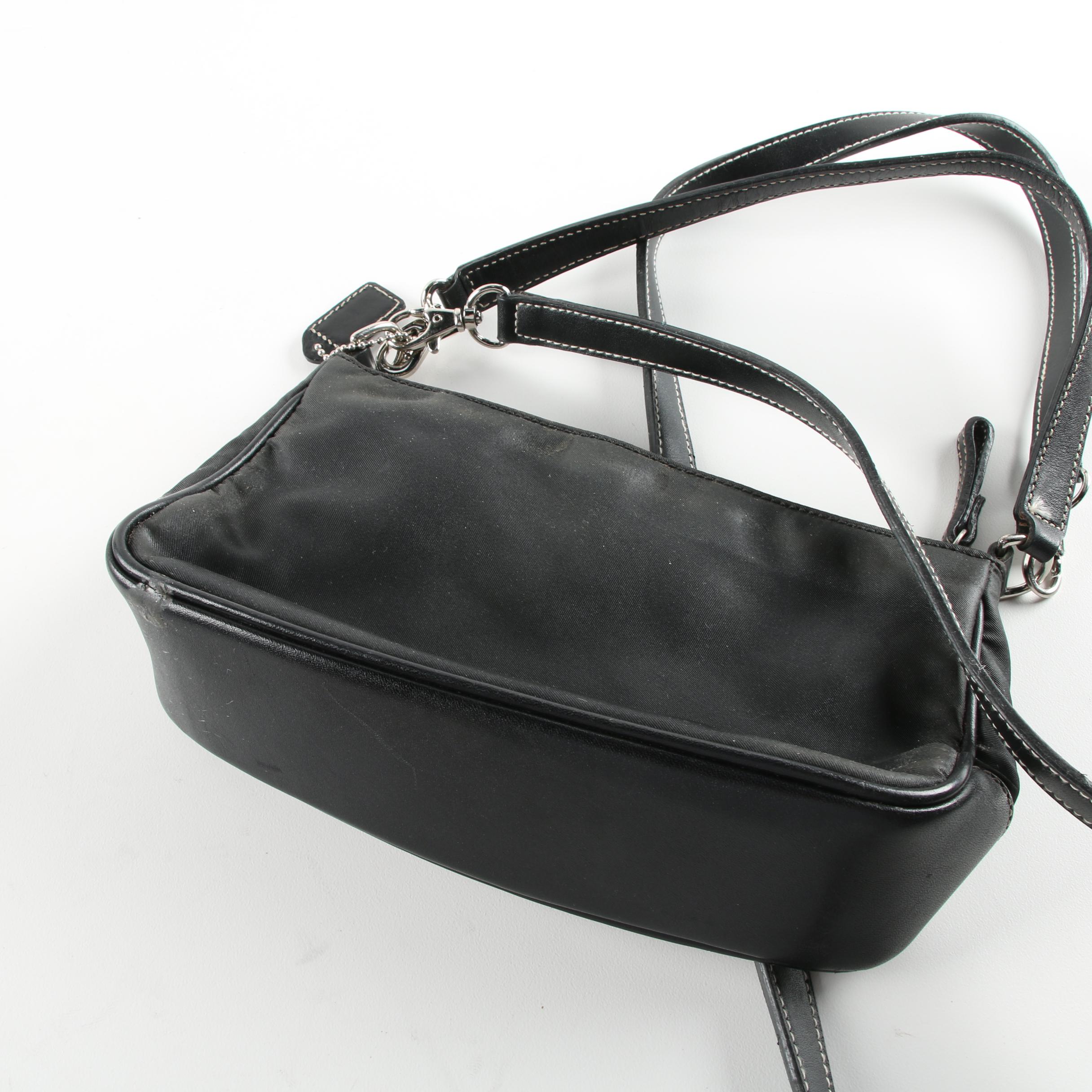 Coach Soho Black Leather Shoulder Bag and Black Nylon Baguette